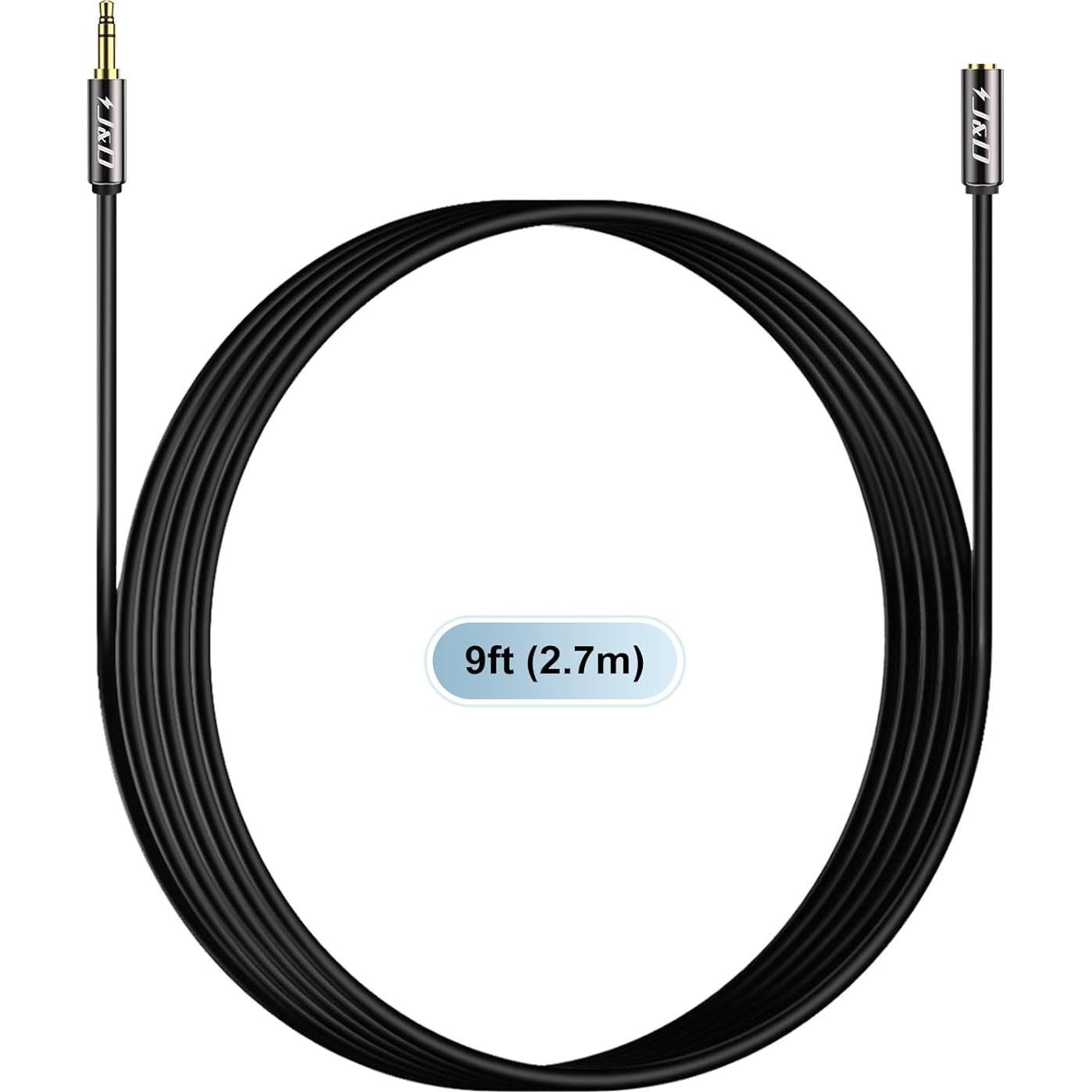 Cable de Extensión de Audio J&D 3.5mm Macho a Hembra 2.74m