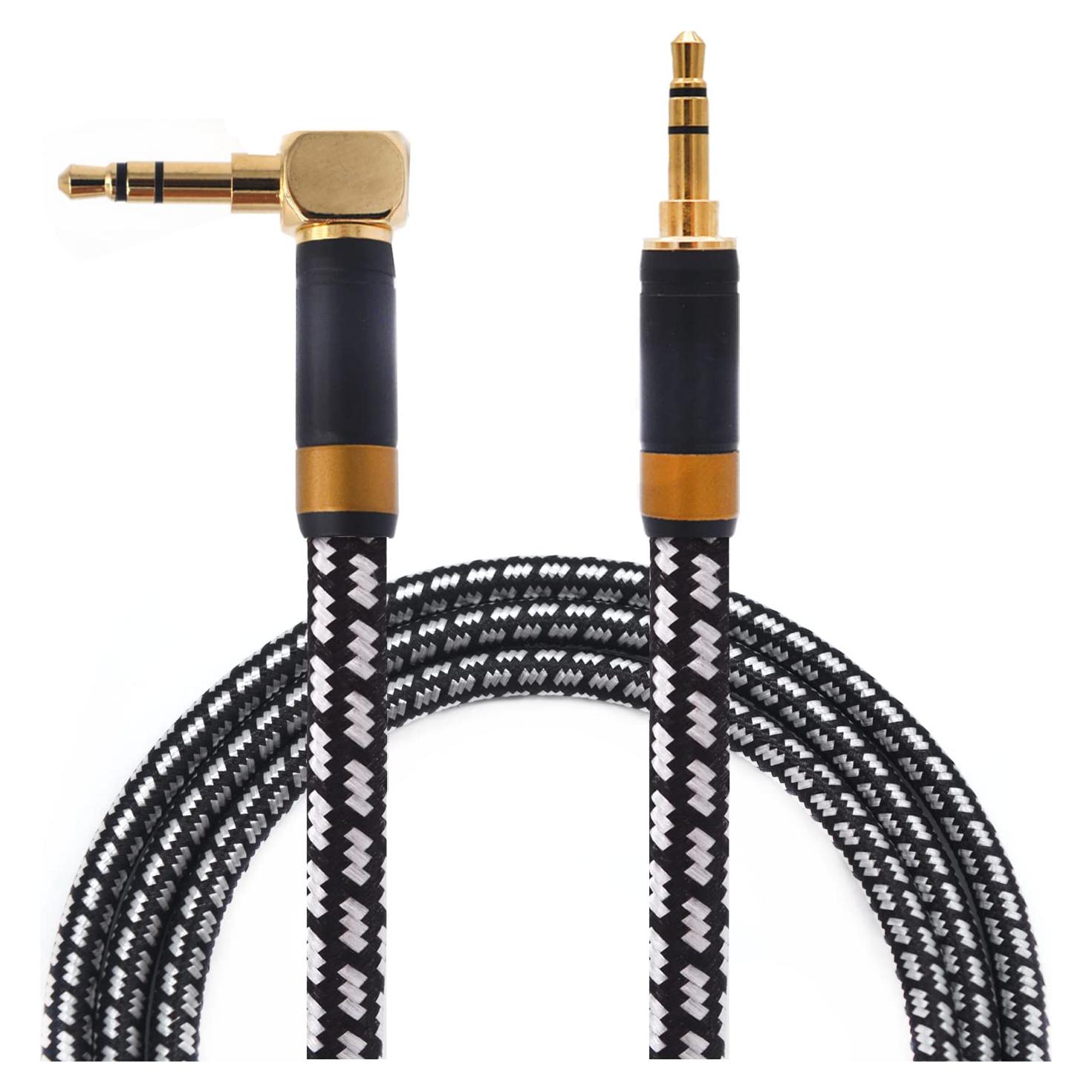 Cable Aux Estéreo 3.5mm Wekuant 1m Ángulo Recto Cobre Plateado