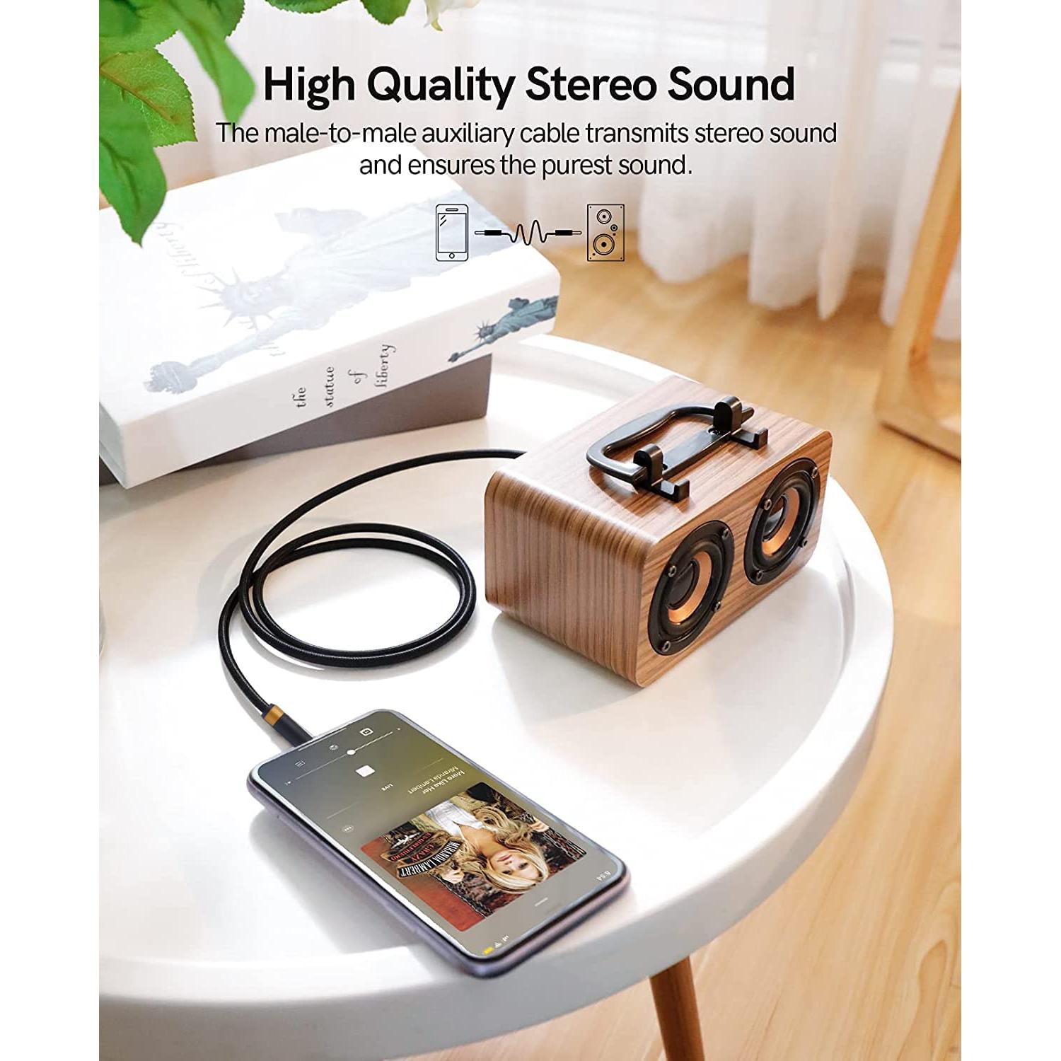 Cable Aux Estéreo 3.5mm Wekuant 1m Ángulo Recto Cobre Plateado