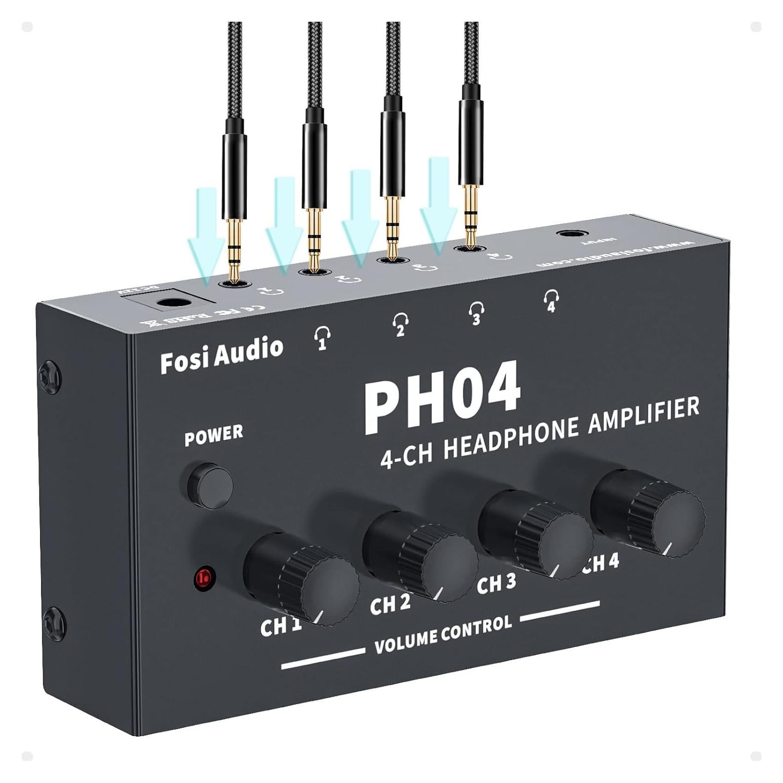 Amplificador de Auriculares Fosi Audio PH04 4 Canales 12V