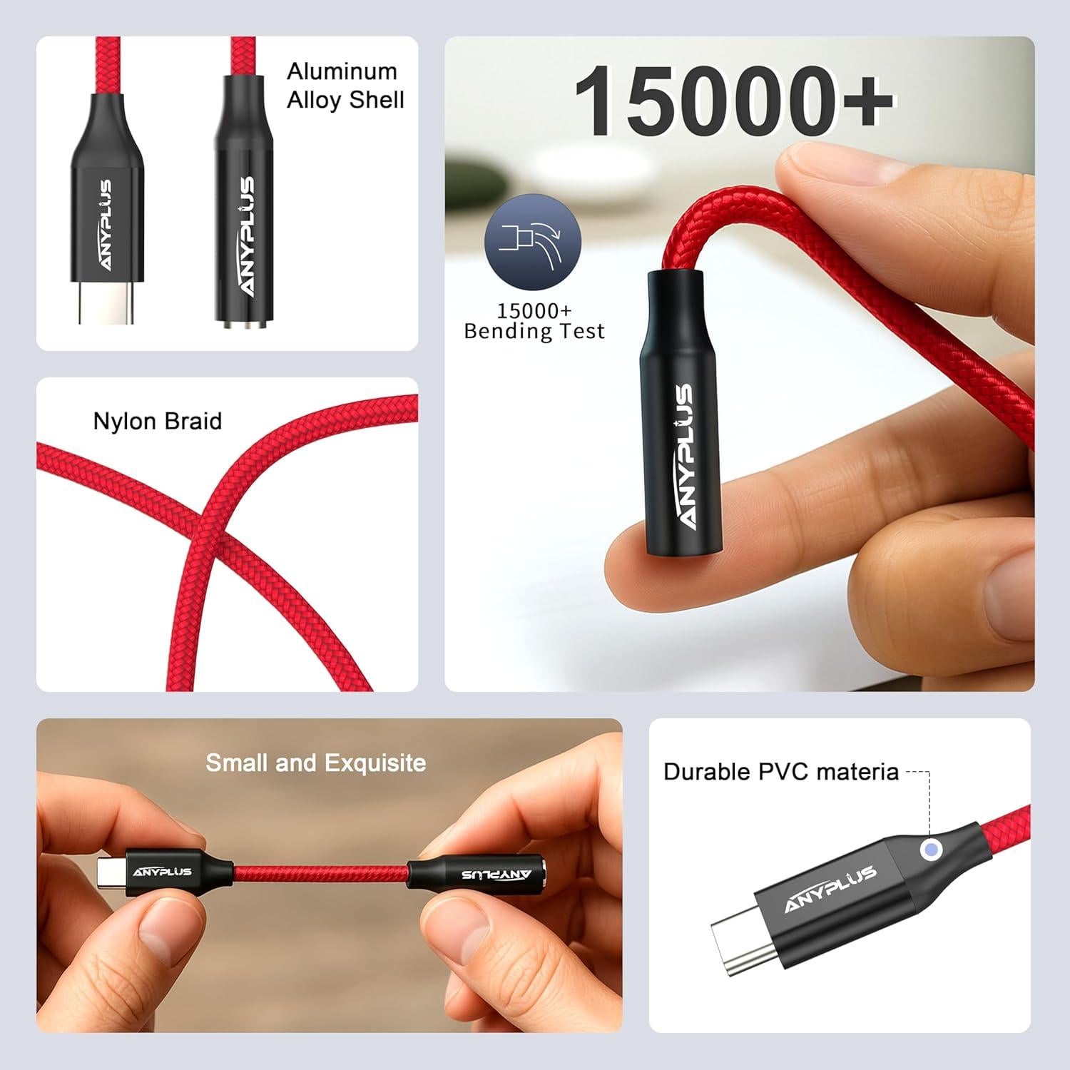 Adaptador USB-C a 3.5mm ANYPLUS - Cable AUX 0.3m