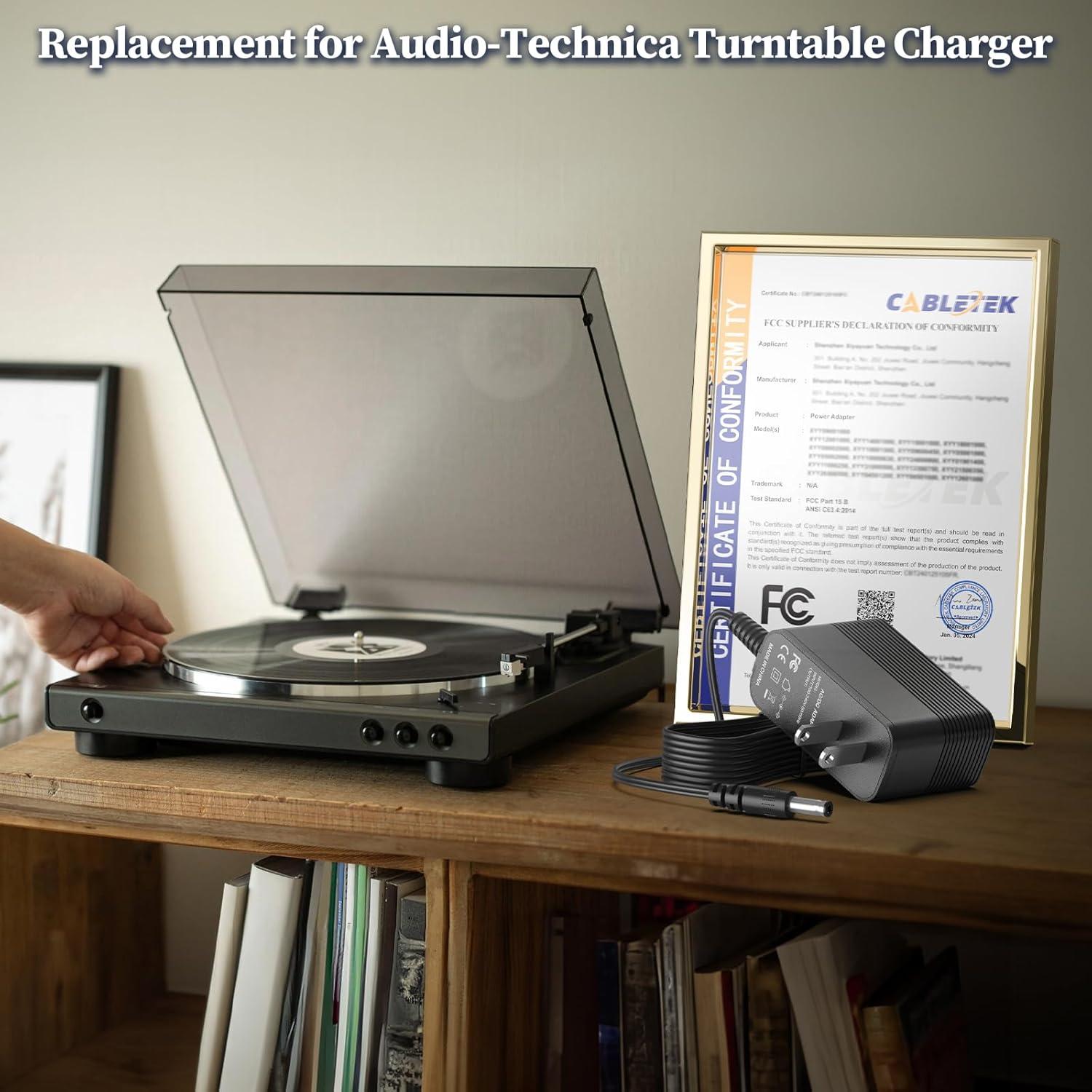 Cargador Reemplazo 12V JATERSERN para Tocadiscos Audio Technica