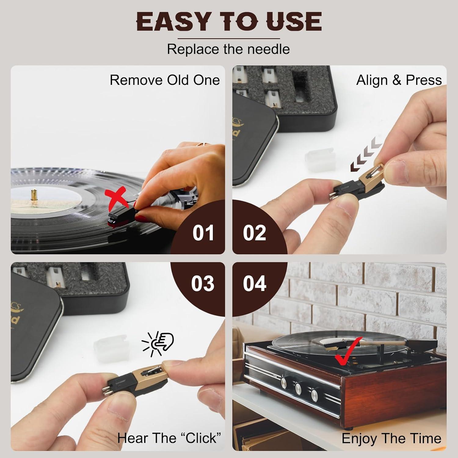 Kit de Agujas de Repuesto para Tocadiscos Ruby - 5 Piezas