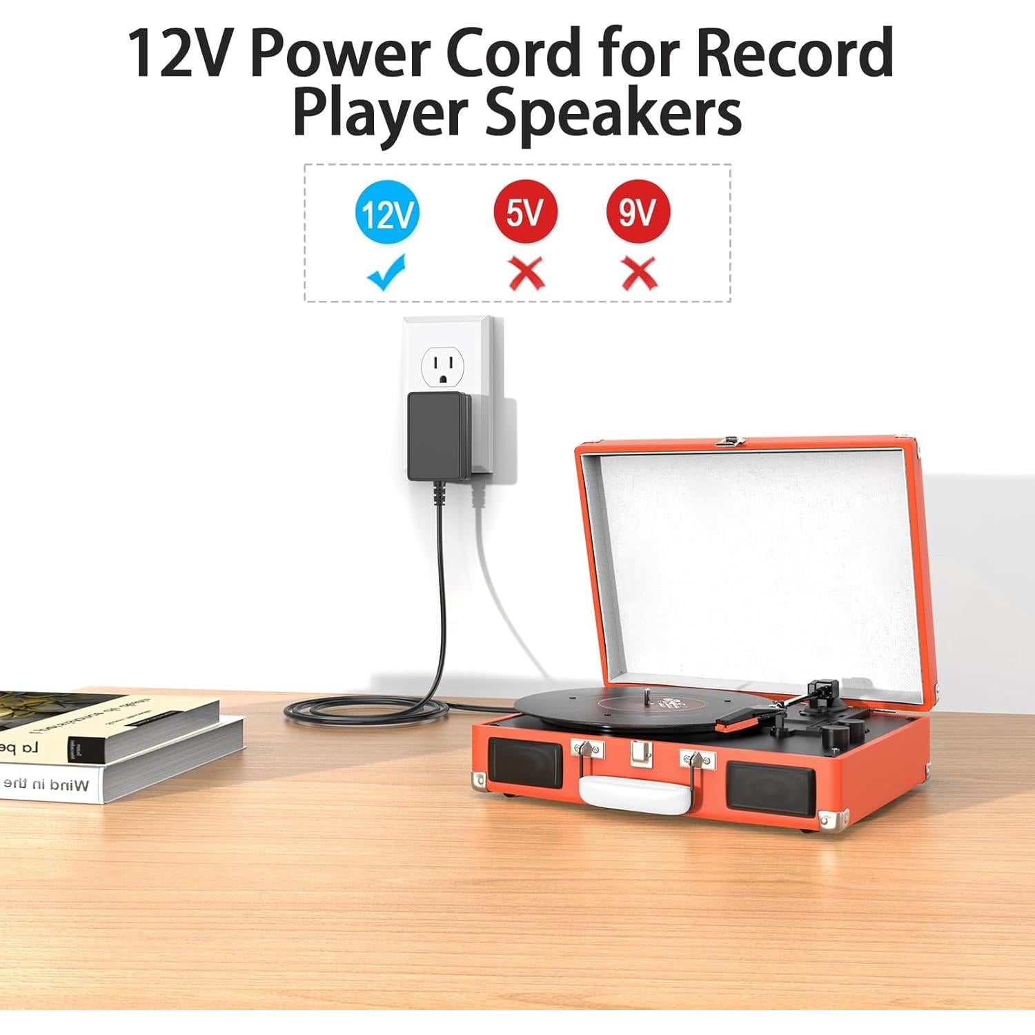 Adaptador de Alimentación 12V 2A para Tocadiscos Crosley y Audio-Technica