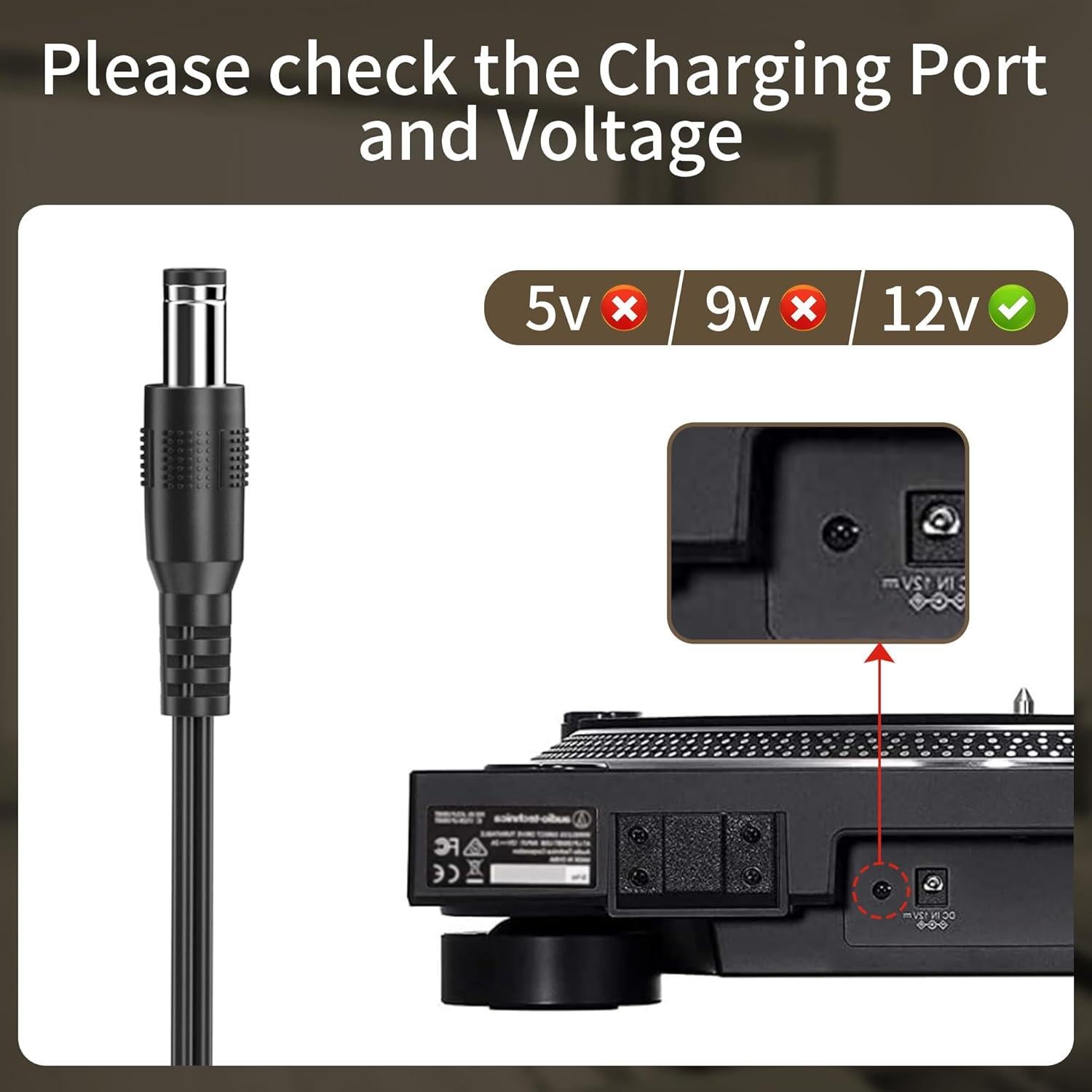 Cable de Alimentación 12V para Tocadiscos Audio Technica