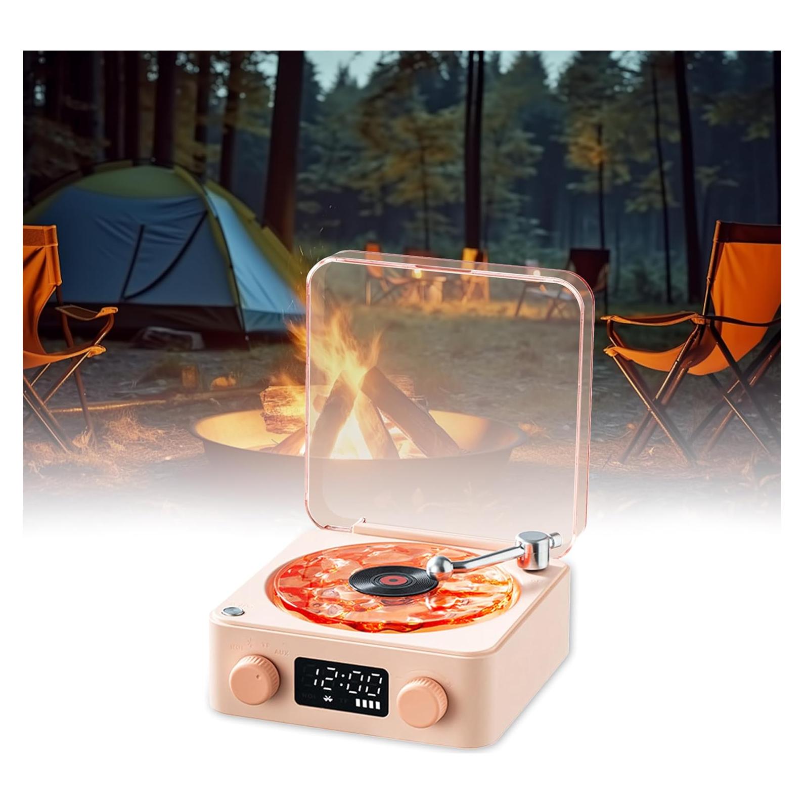 Reproductor de Vinilo Waves Bluetooth Rosa con Luz Ambiental