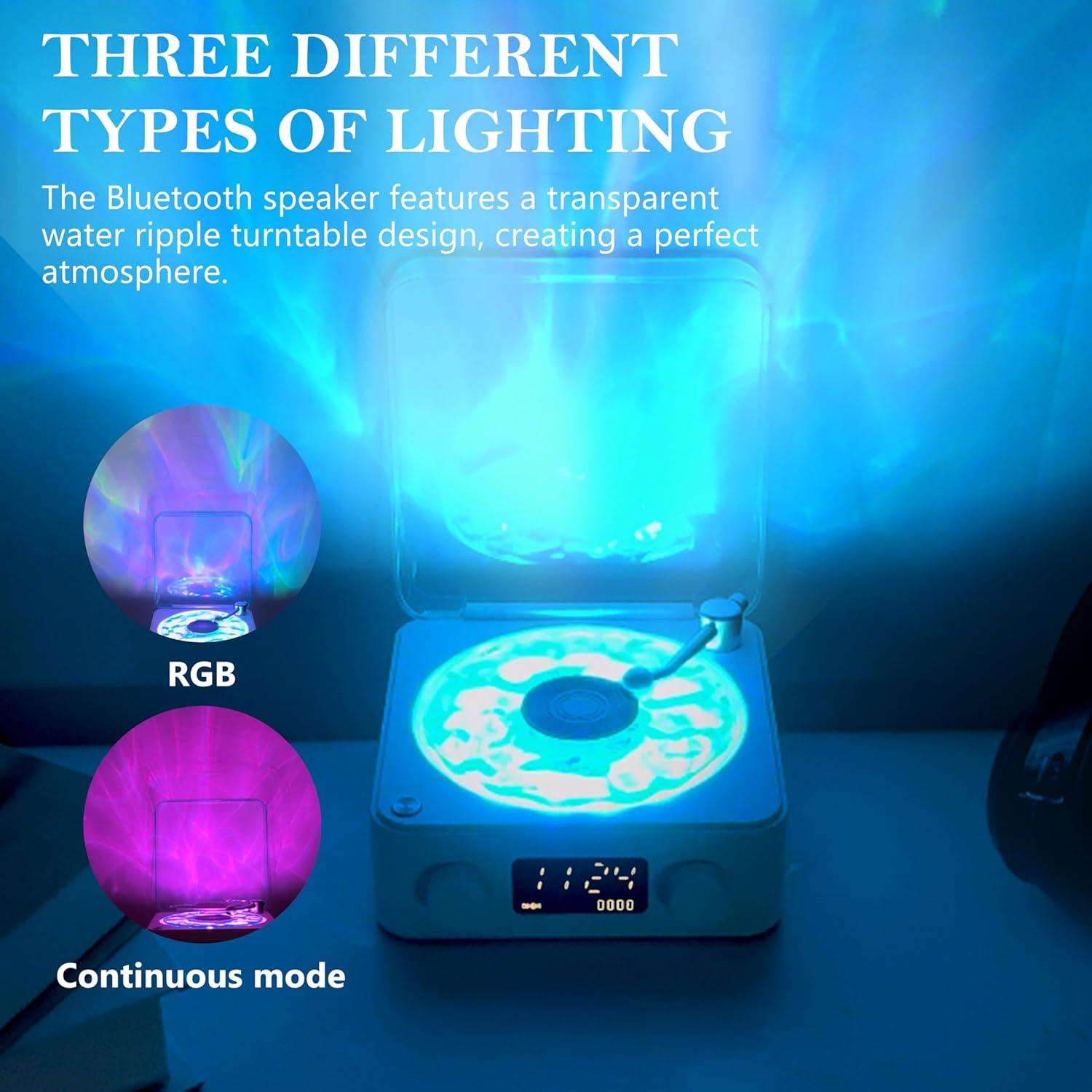 Reproductor de Vinilo Waves Bluetooth Rosa con Luz Ambiental