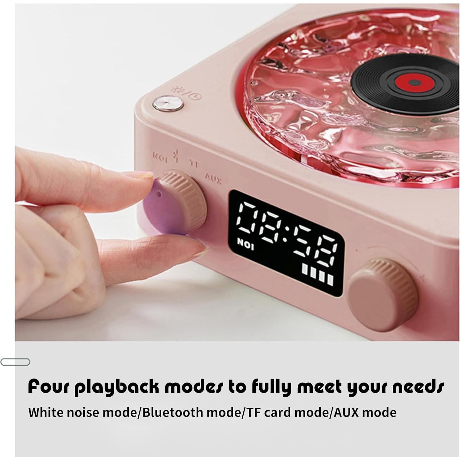 Altavoz Bluetooth Vinilo Preshwous 001 Rosa 4 en 1 con Luz