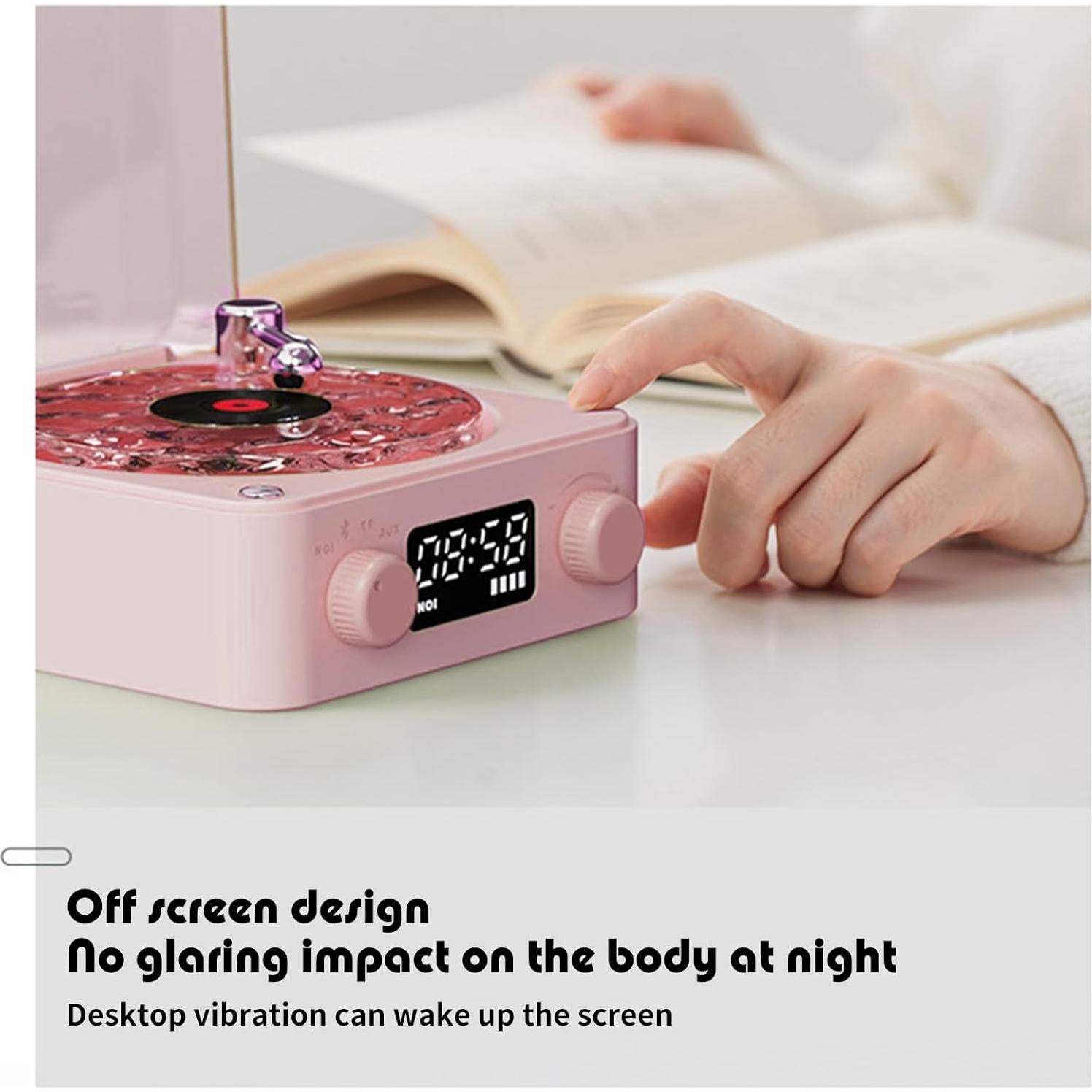 Altavoz Bluetooth Vinilo Preshwous 001 Rosa 4 en 1 con Luz