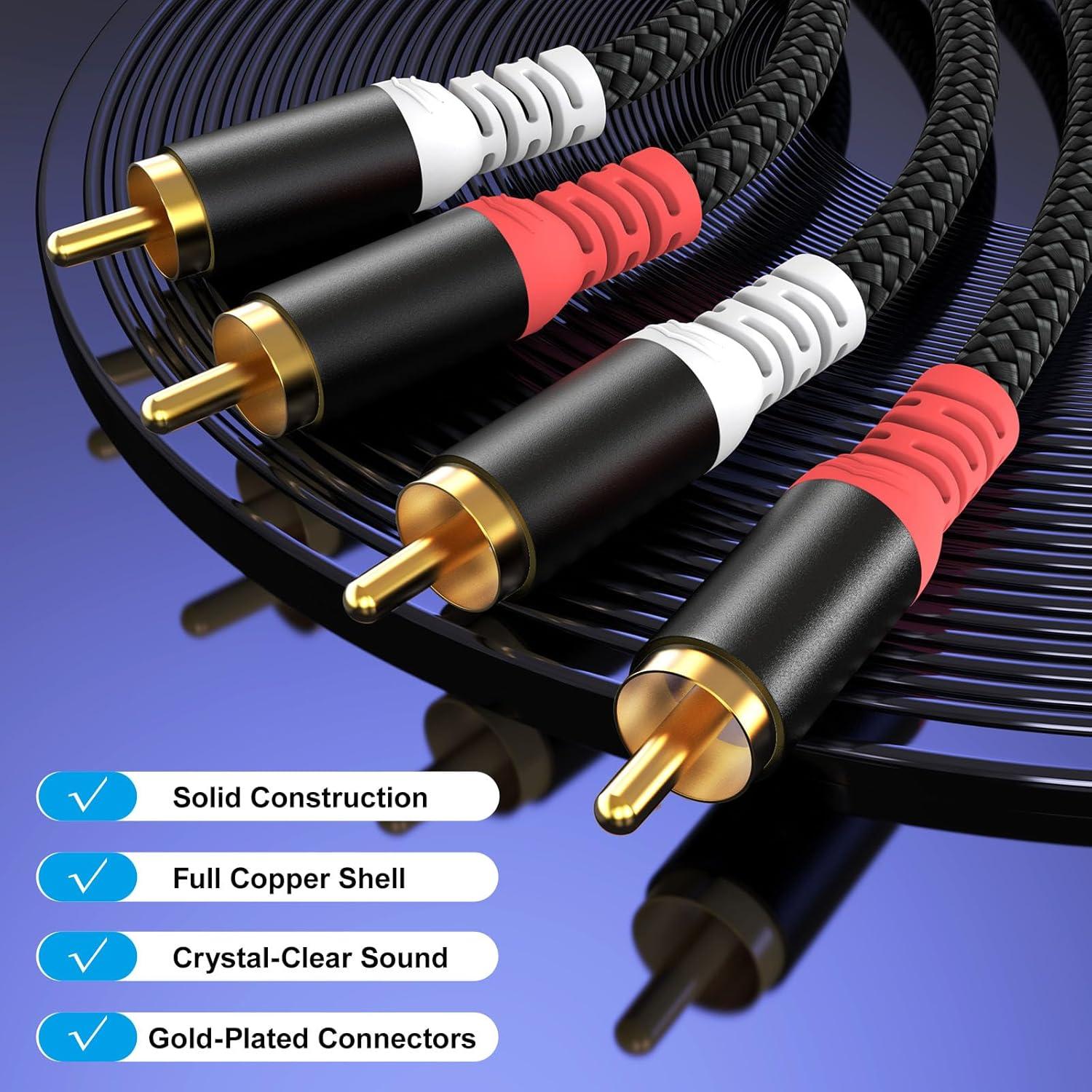 Cable de Audio RCA HOSONGIN 7.62m Doble Apantallado Macho a Macho