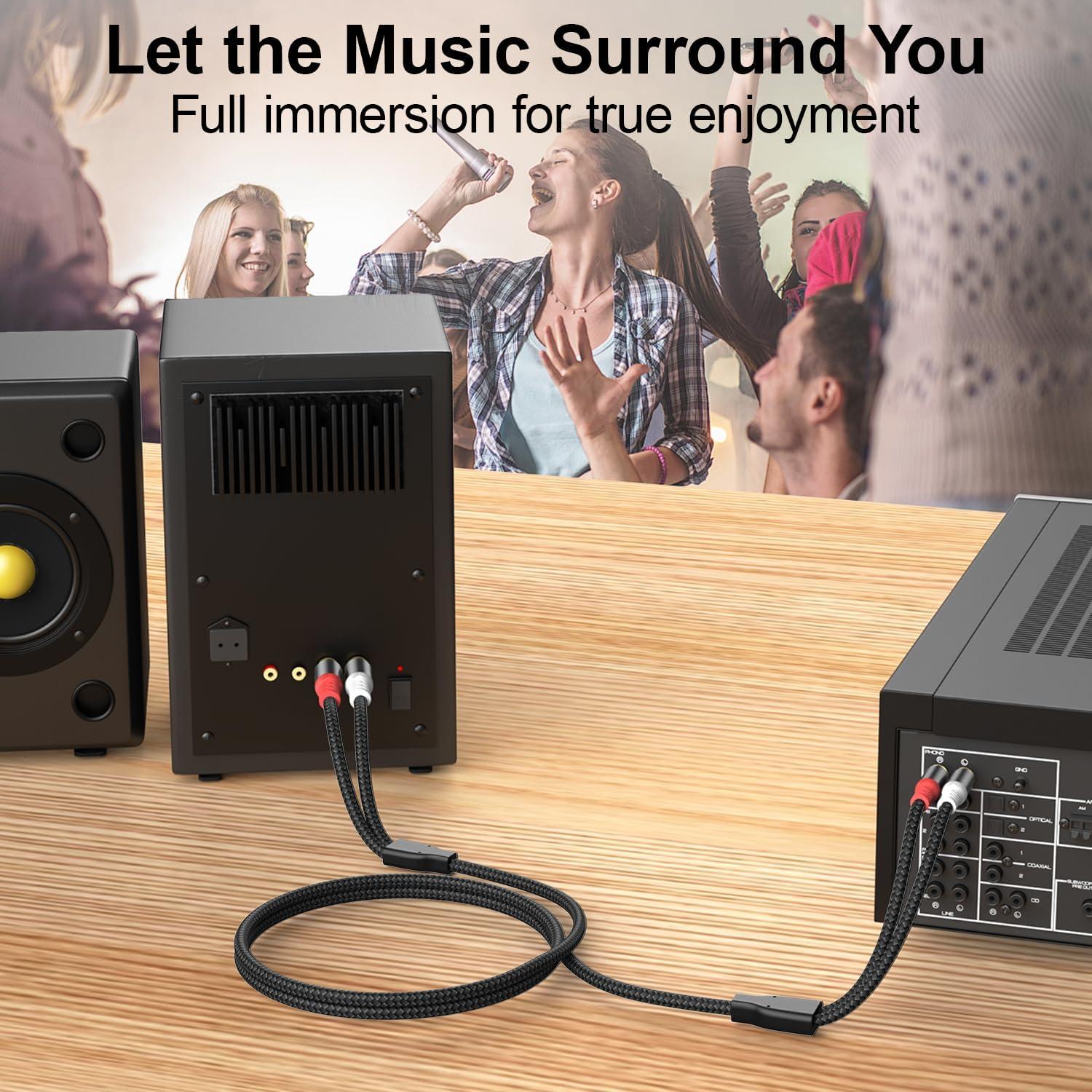 Cable de Audio RCA HOSONGIN 7.62m Doble Apantallado Macho a Macho