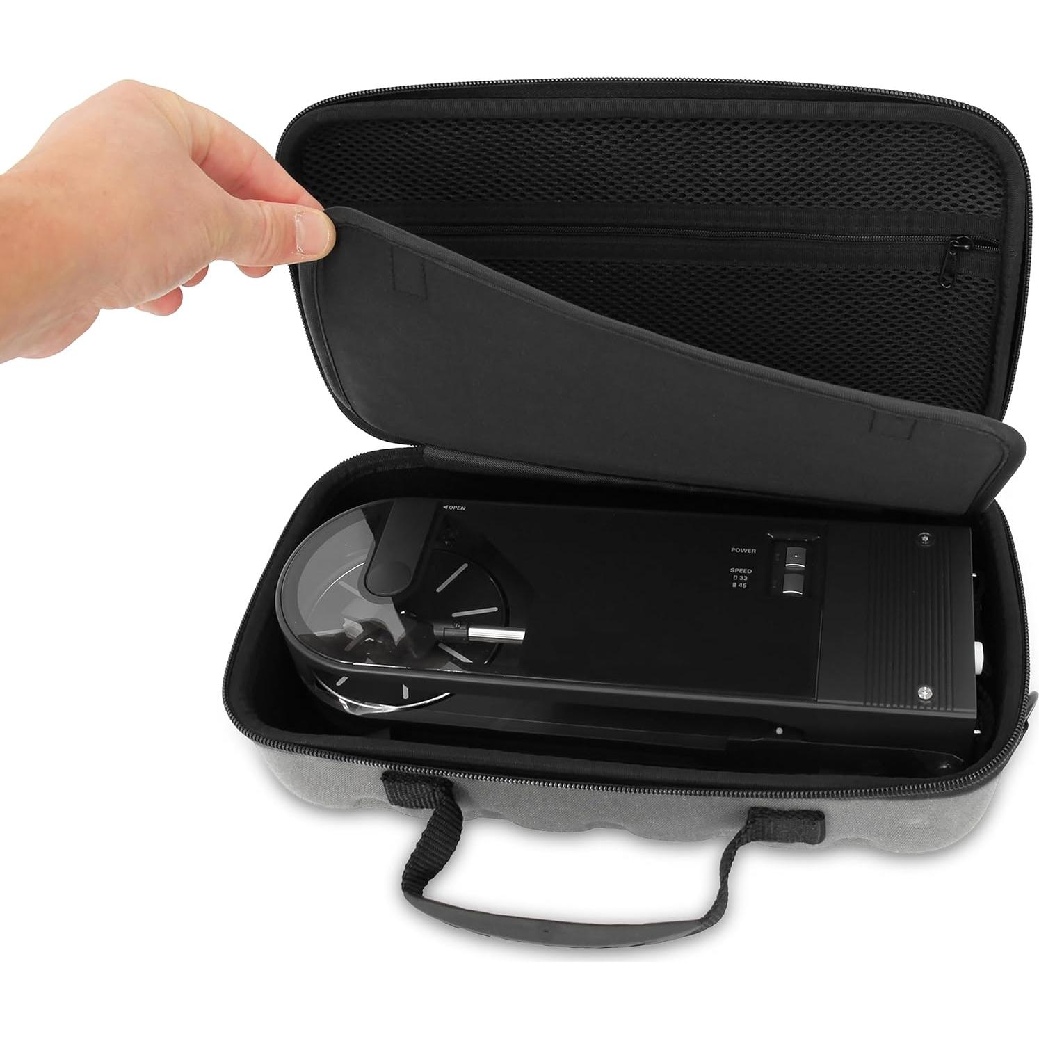 Funda de Viaje CASEMATIX para Tocadiscos Portátil Audio-Technica AT-SB727 - Gris