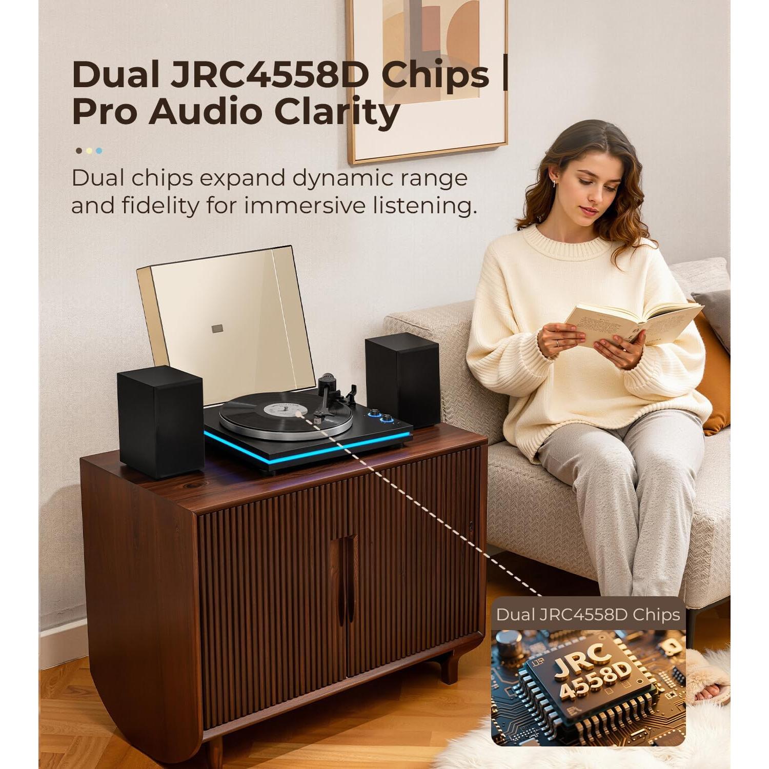 Reproductor de Vinilo Vangoa RP-03 con Altavoces 40W Bluetooth