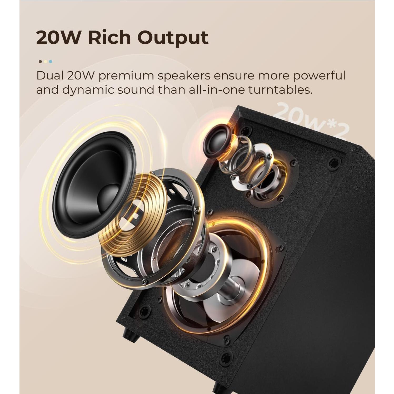 Reproductor de Vinilo Vangoa RP-03 con Altavoces 40W Bluetooth