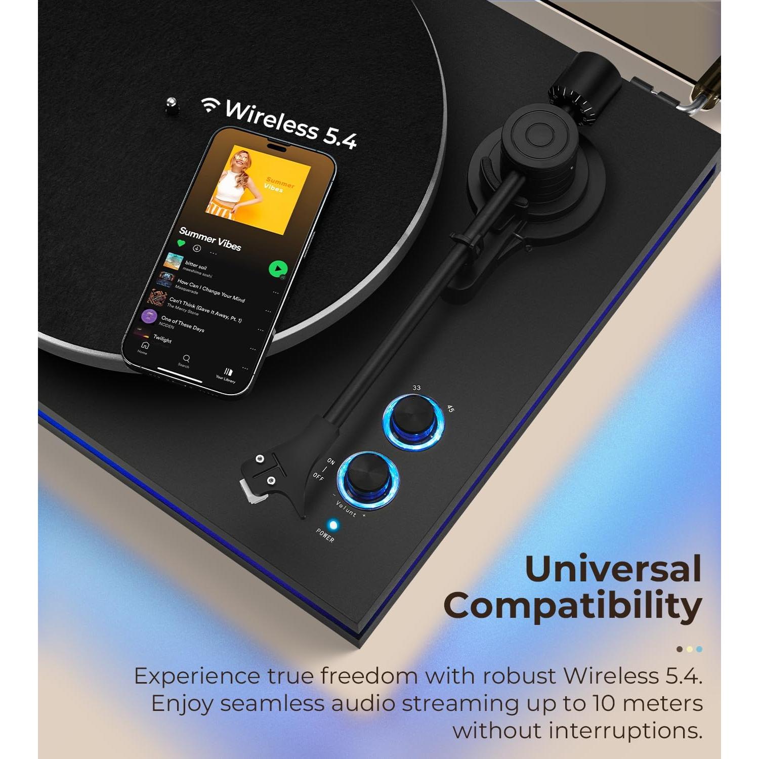 Reproductor de Vinilo Vangoa RP-03 con Altavoces 40W Bluetooth