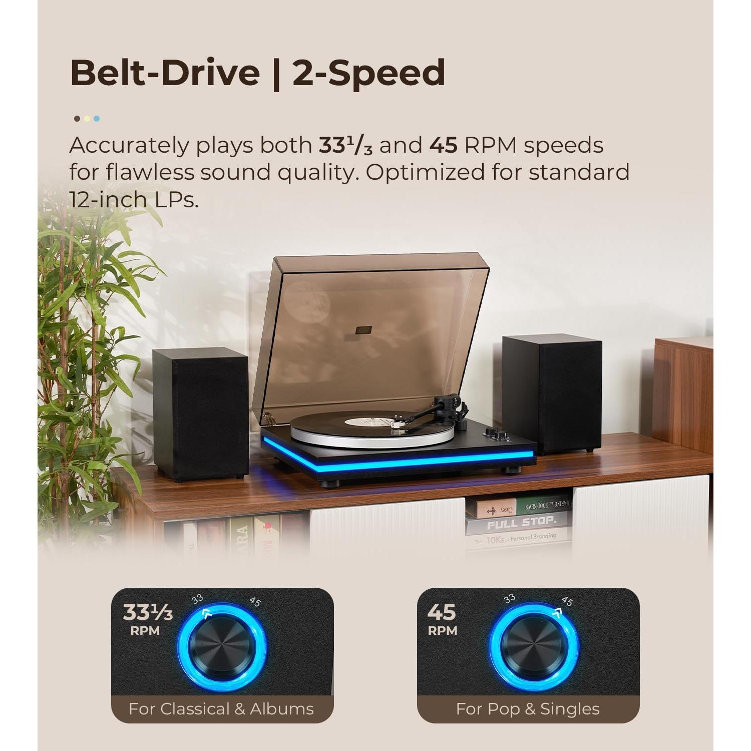 Reproductor de Vinilo Vangoa RP-03 con Altavoces 40W Bluetooth