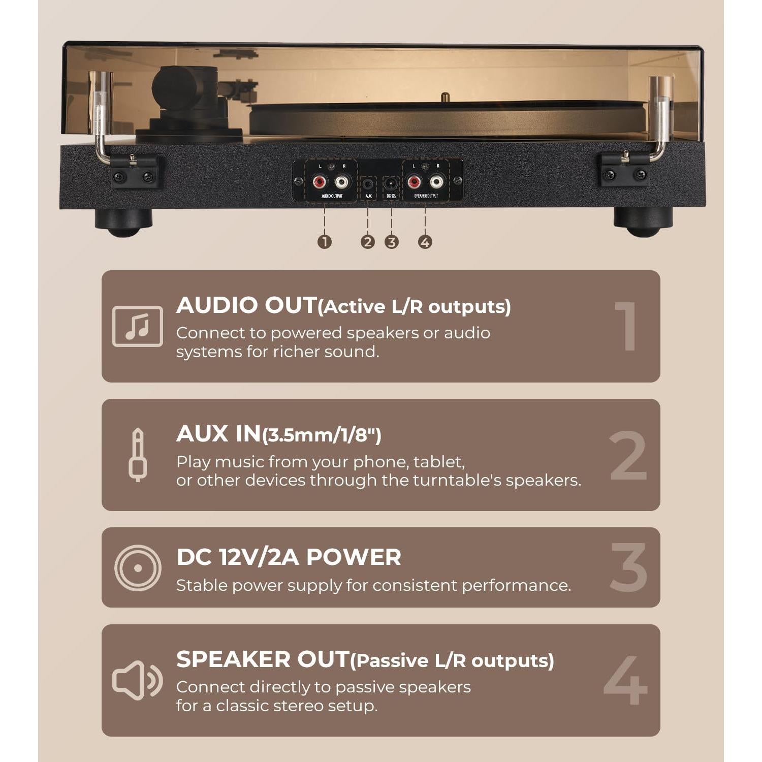 Reproductor de Vinilo Vangoa RP-03 con Altavoces 40W Bluetooth
