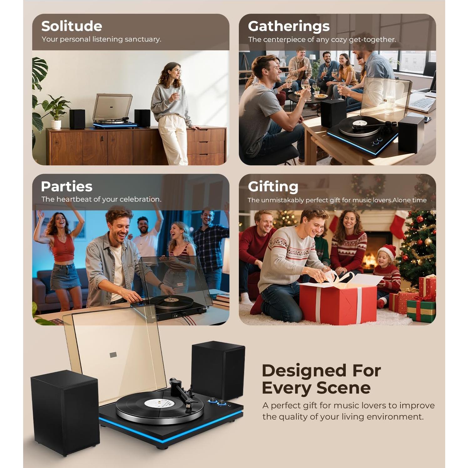 Reproductor de Vinilo Vangoa RP-03 con Altavoces 40W Bluetooth