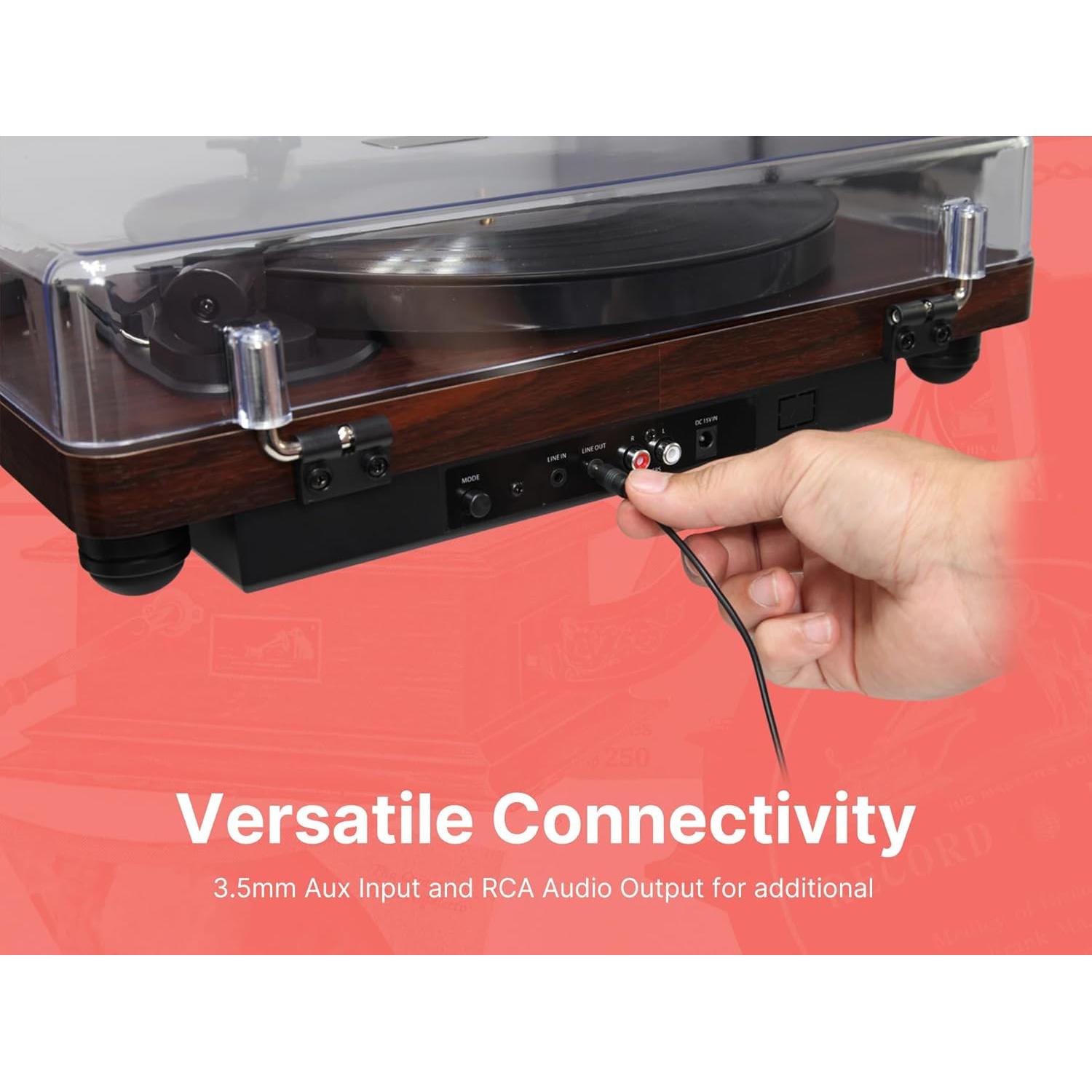 Tocadiscos Victor VWRP-1600 Bluetooth 3 Velocidades Madera