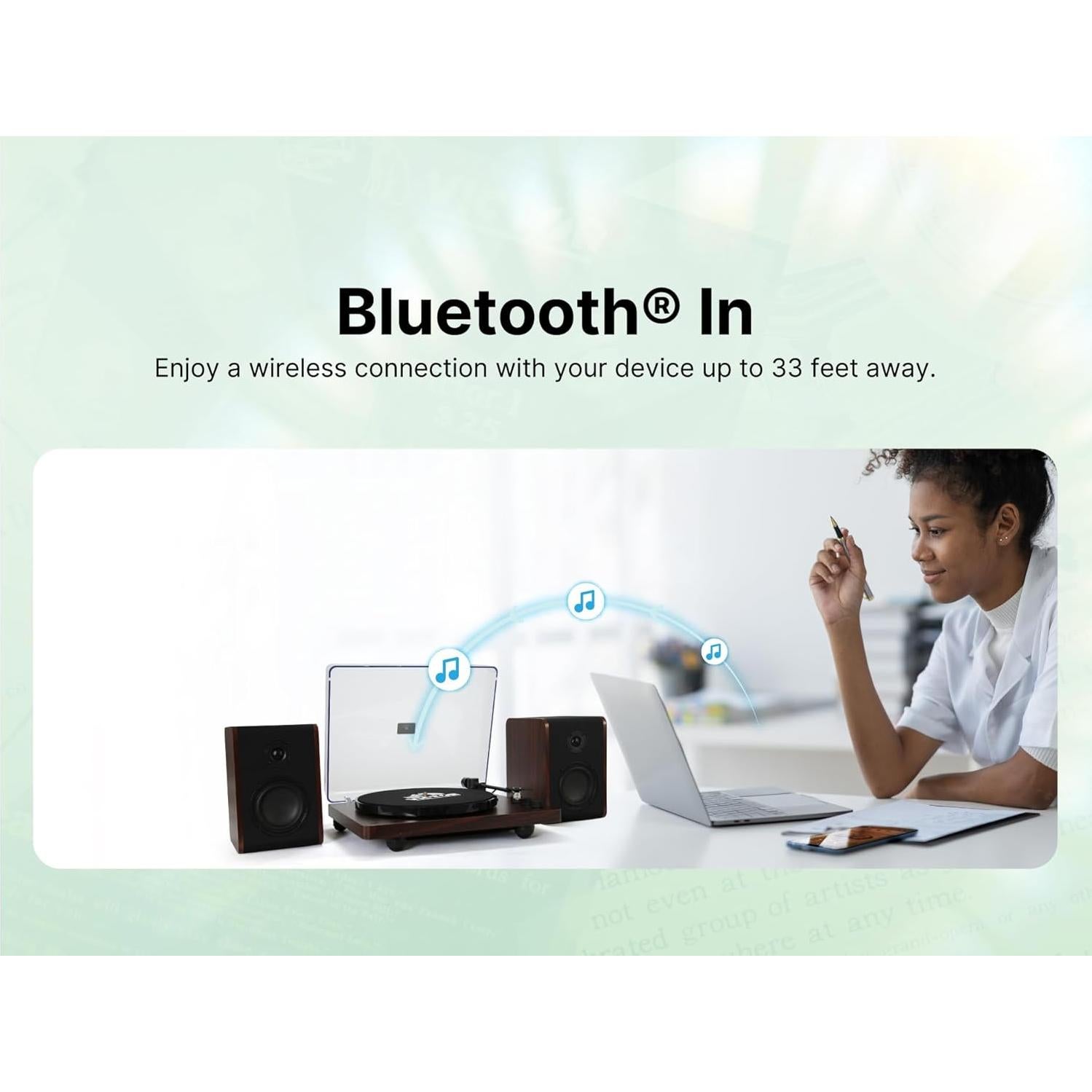 Tocadiscos Victor VWRP-1600 Bluetooth 3 Velocidades Madera