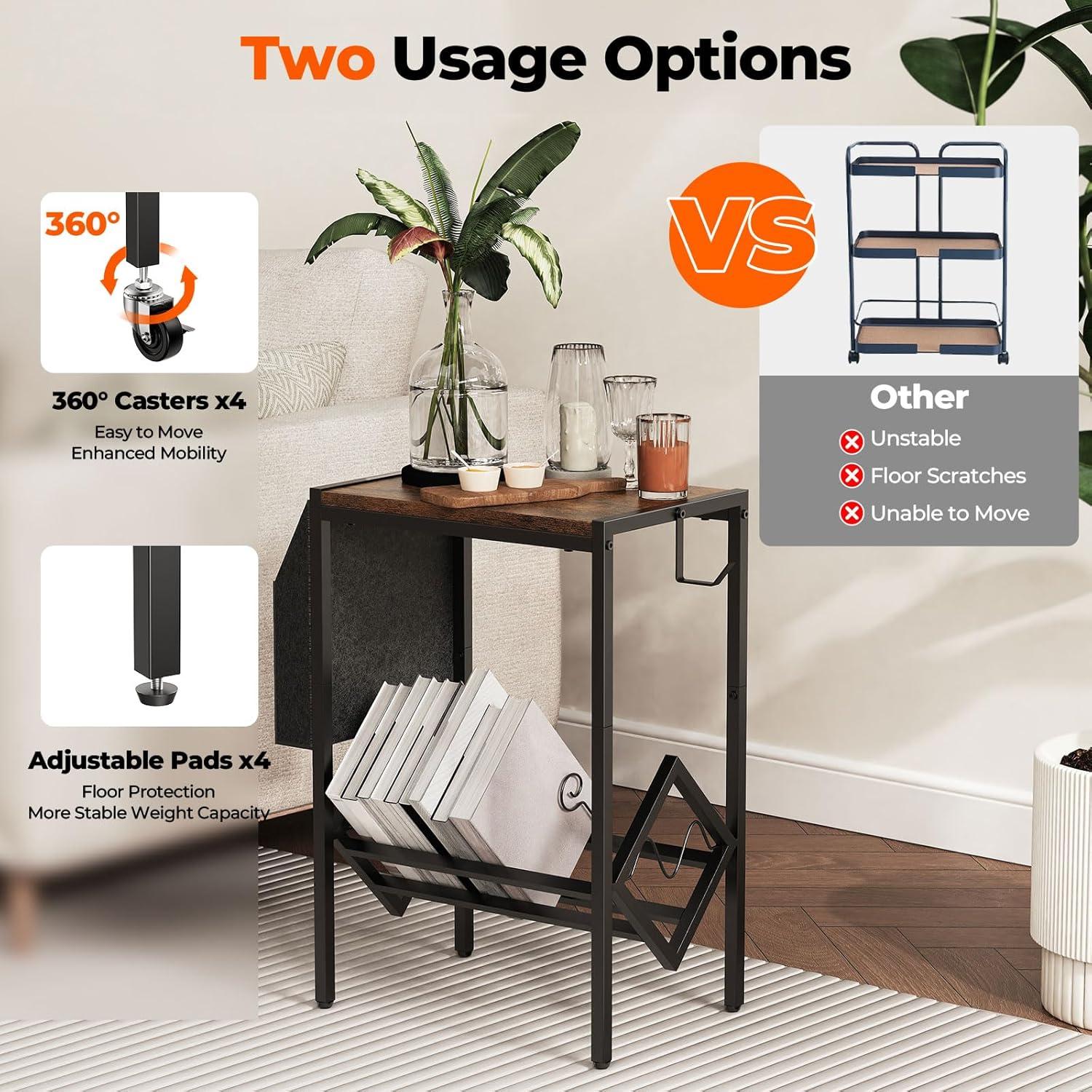 Soporte para Tocadiscos Vintage FeouBlf con Almacenamiento y Ruedas