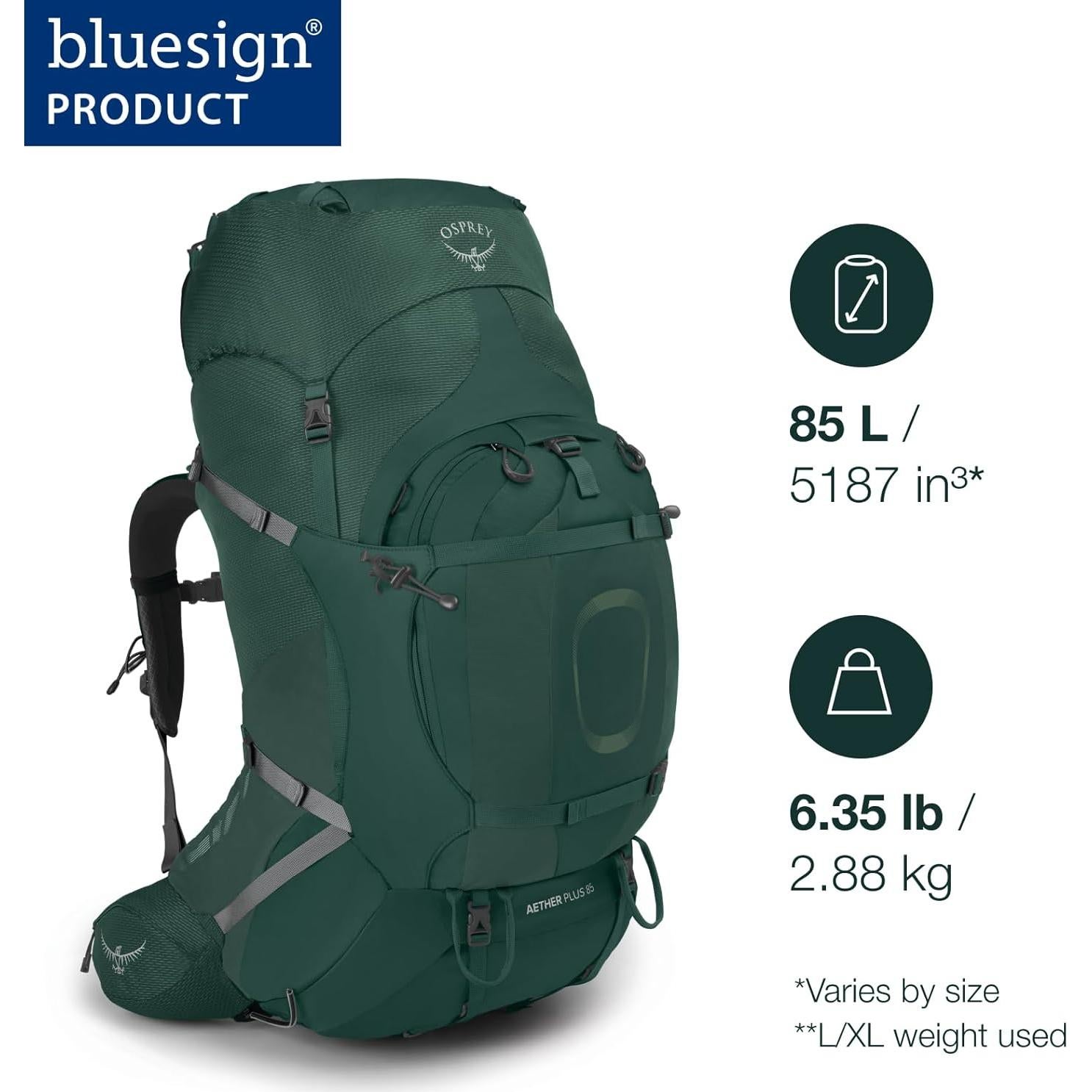 Mochila Osprey Aether Plus 85L Hombre Negro L/XL