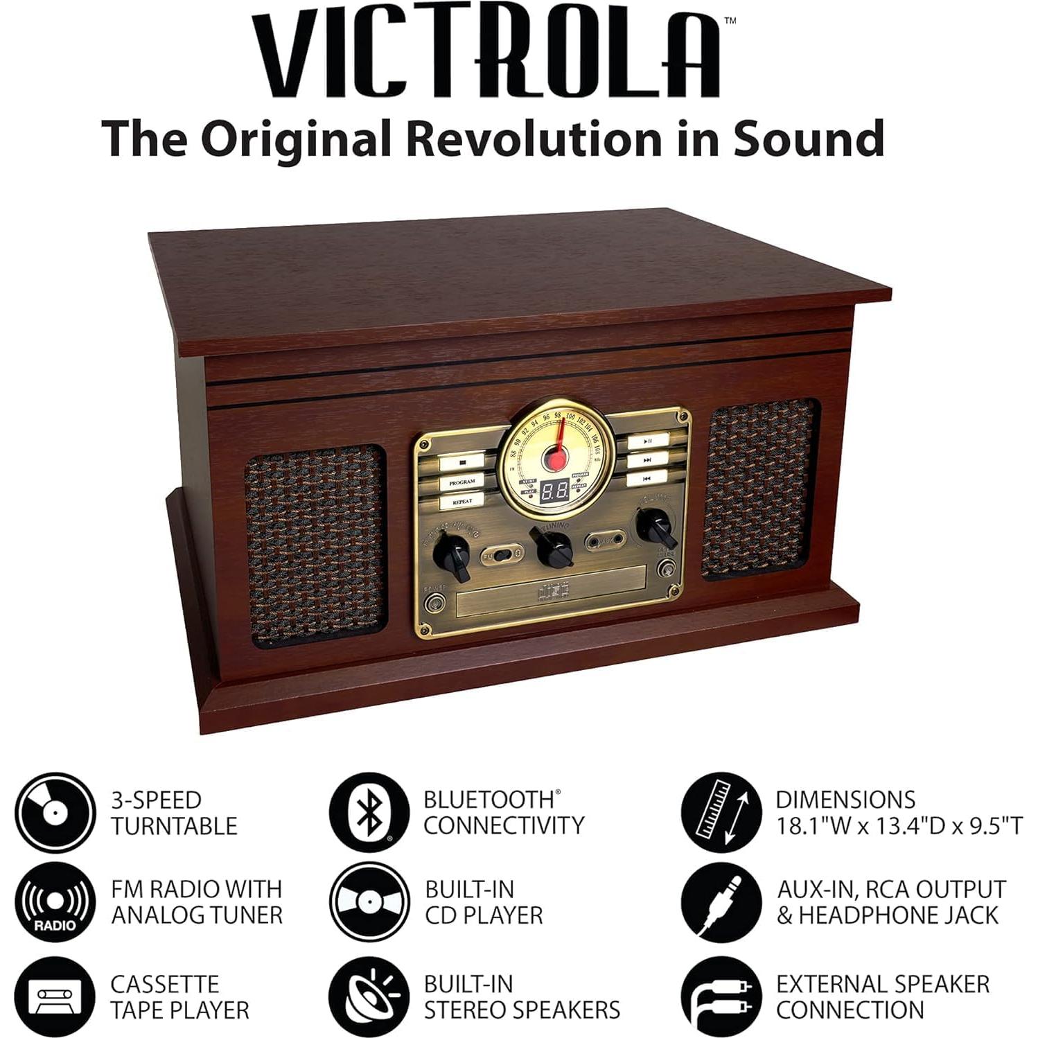 Tocadiscos Bluetooth Victrola VTA-205B-ESP 3 Velocidades 33/45/78 RPM