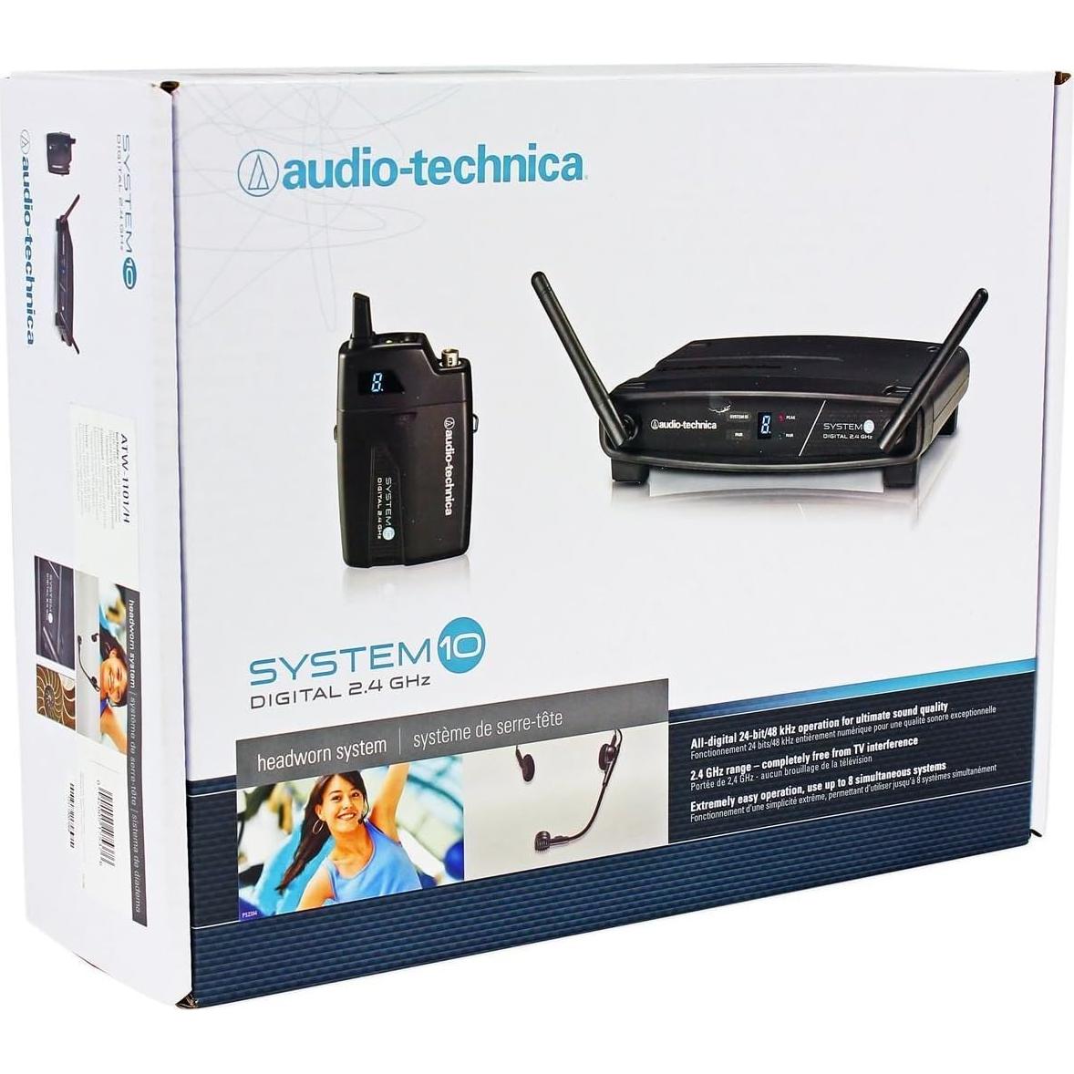 Sistema de micrófono inalámbrico Audio-Technica ATW-1101/H con micrófono de cabeza