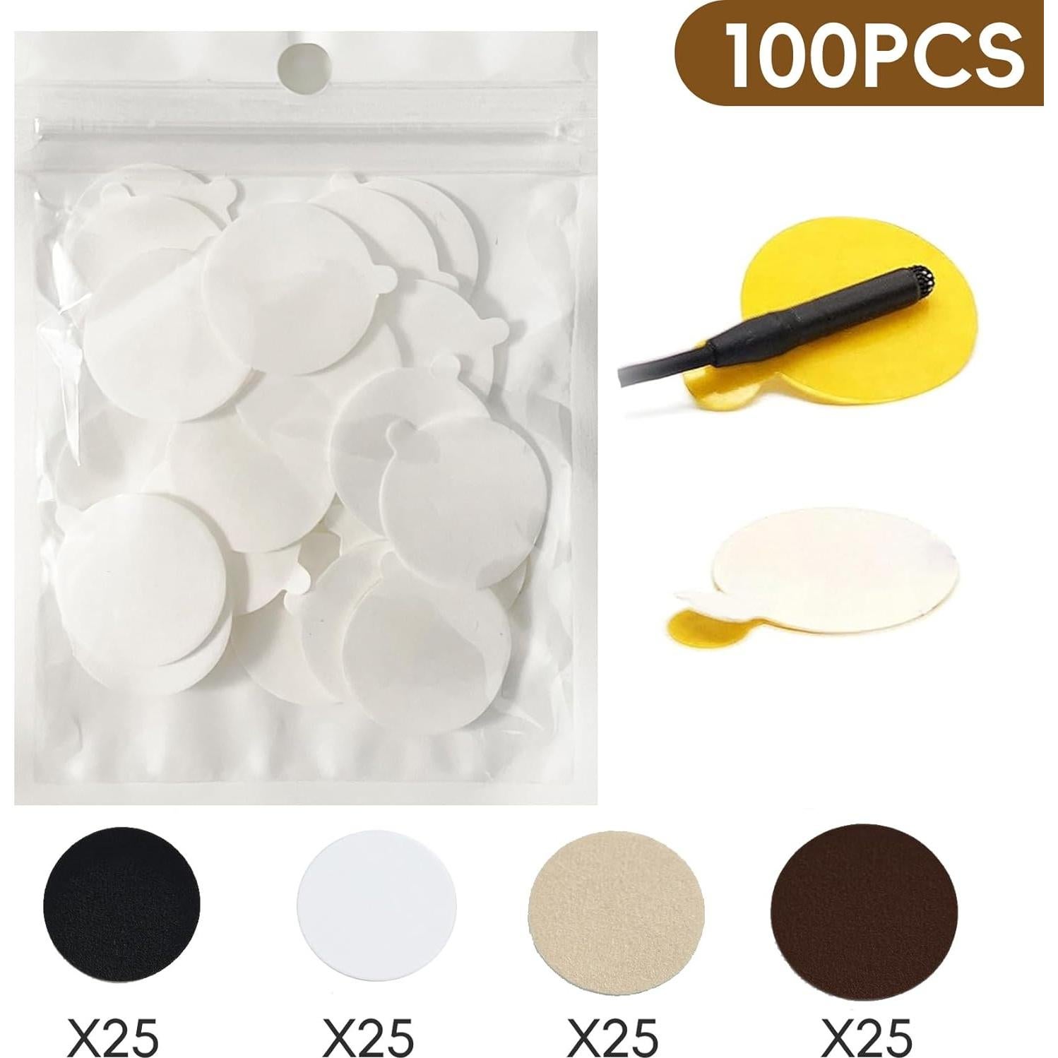 100 Círculos Adhesivos Suaves para Micrófonos Lavalier - 25mm
