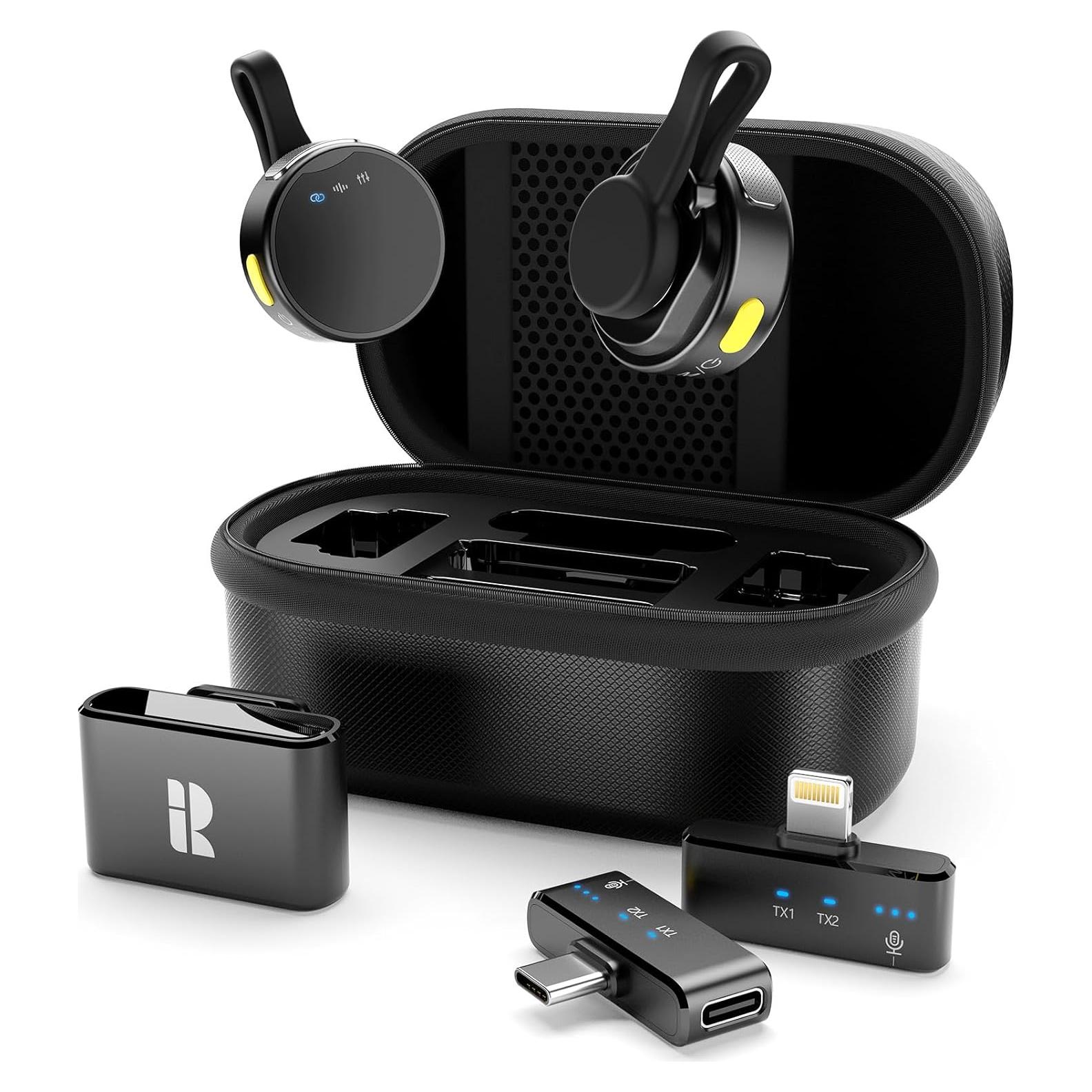 Micrófono Mini Inalámbrico Rythflo Lavalier 50H 70m Gris