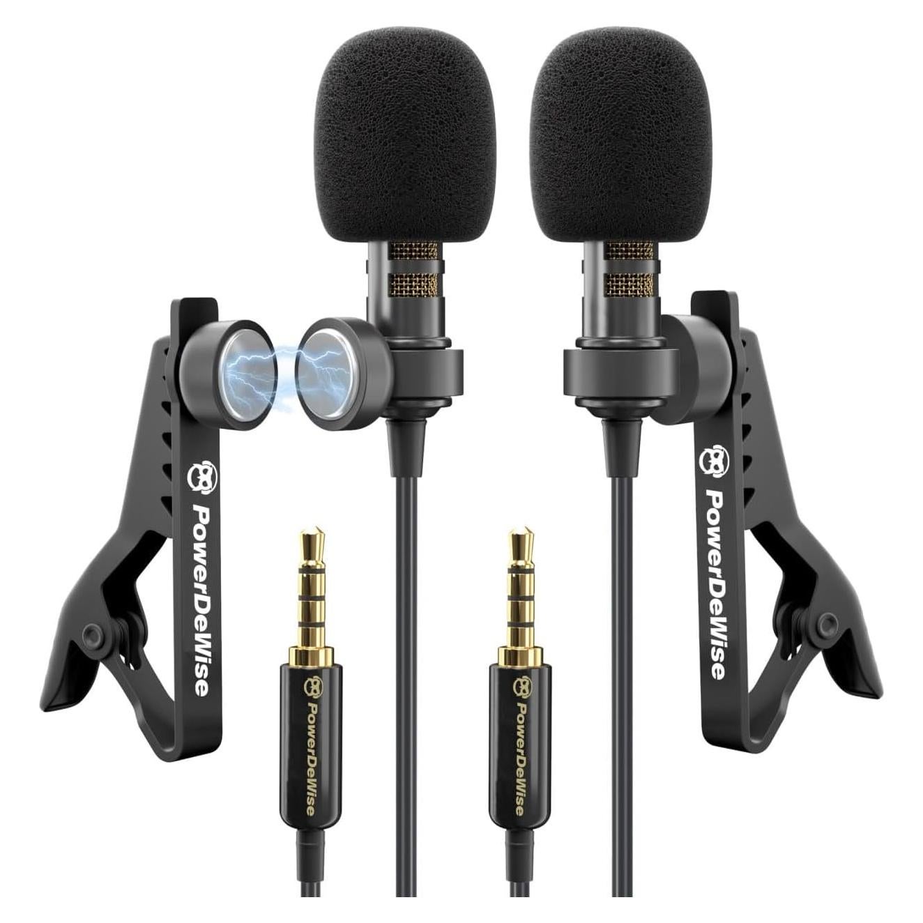 Micrófono Lavalier Doble PowerDeWise - Grabación Profesional