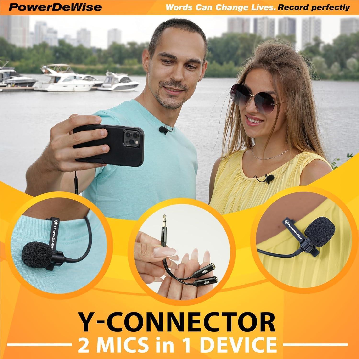 Micrófono Lavalier Doble PowerDeWise - Grabación Profesional