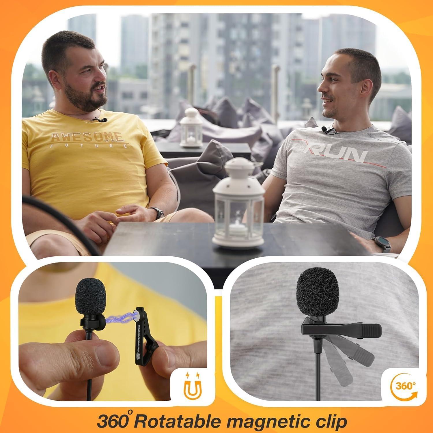 Micrófono Lavalier Doble PowerDeWise - Grabación Profesional