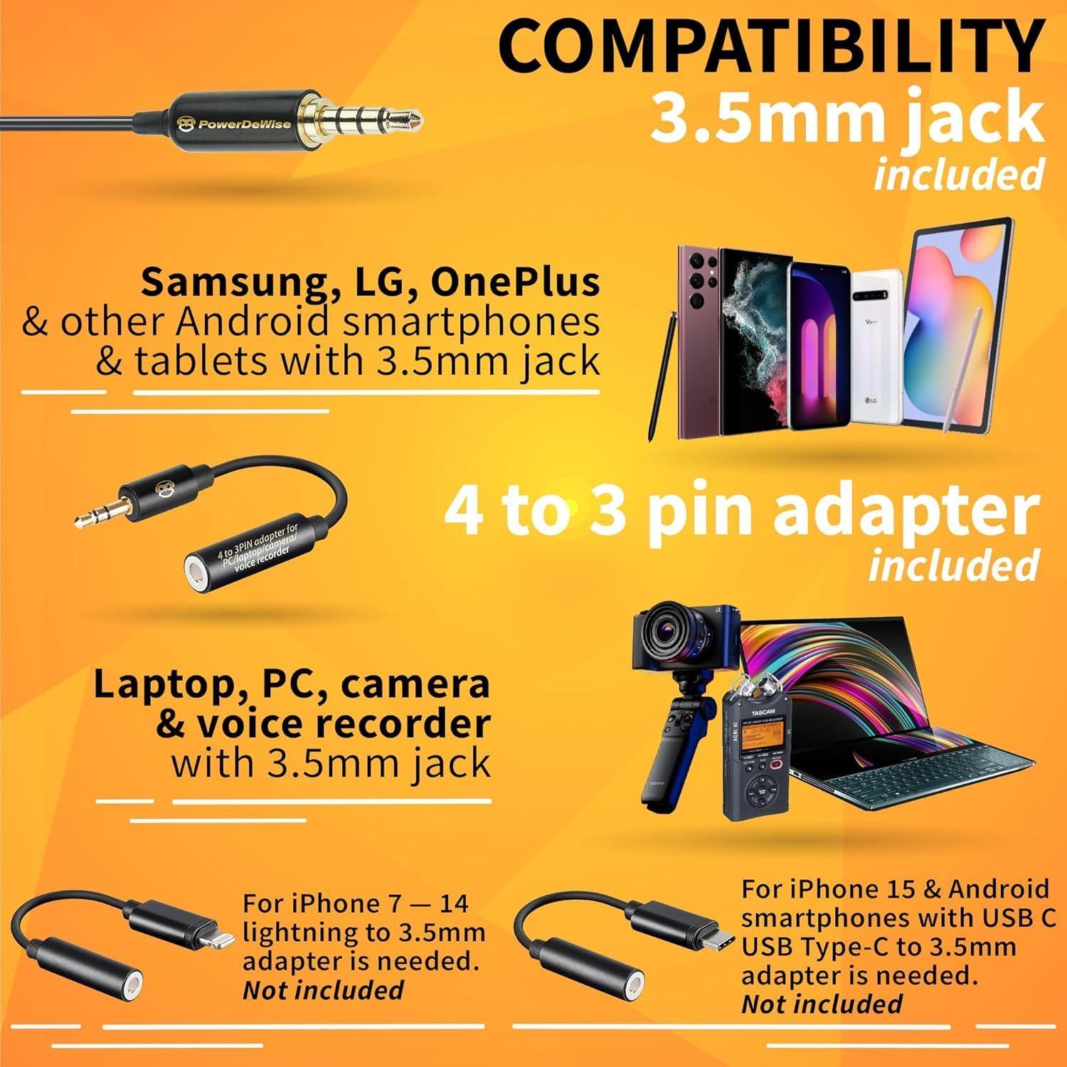 Micrófono Lavalier Doble PowerDeWise - Grabación Profesional