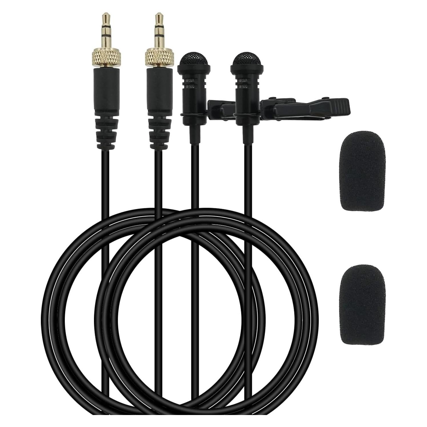 Paquete de 2 Micrófonos Lavalier PDEEY 3.5mm TRS Omnidireccional