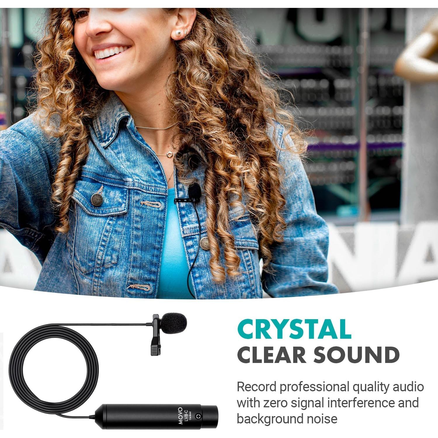 Micrófono Lavalier Movo LV8-C Cardioide 12mm XLR Profesional