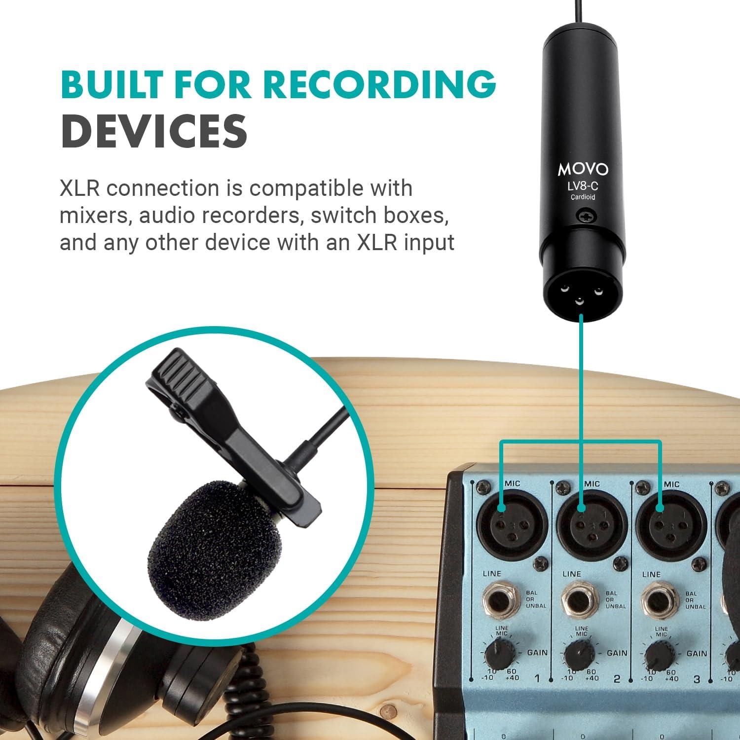 Micrófono Lavalier Movo LV8-C Cardioide 12mm XLR Profesional