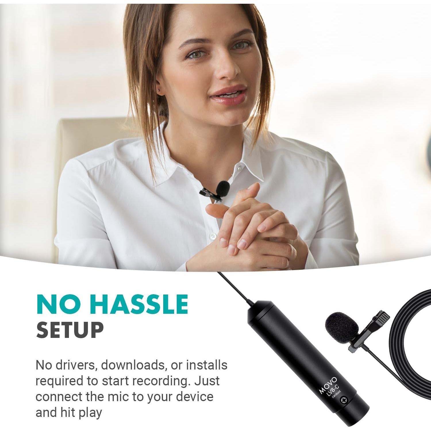 Micrófono Lavalier Movo LV8-C Cardioide 12mm XLR Profesional