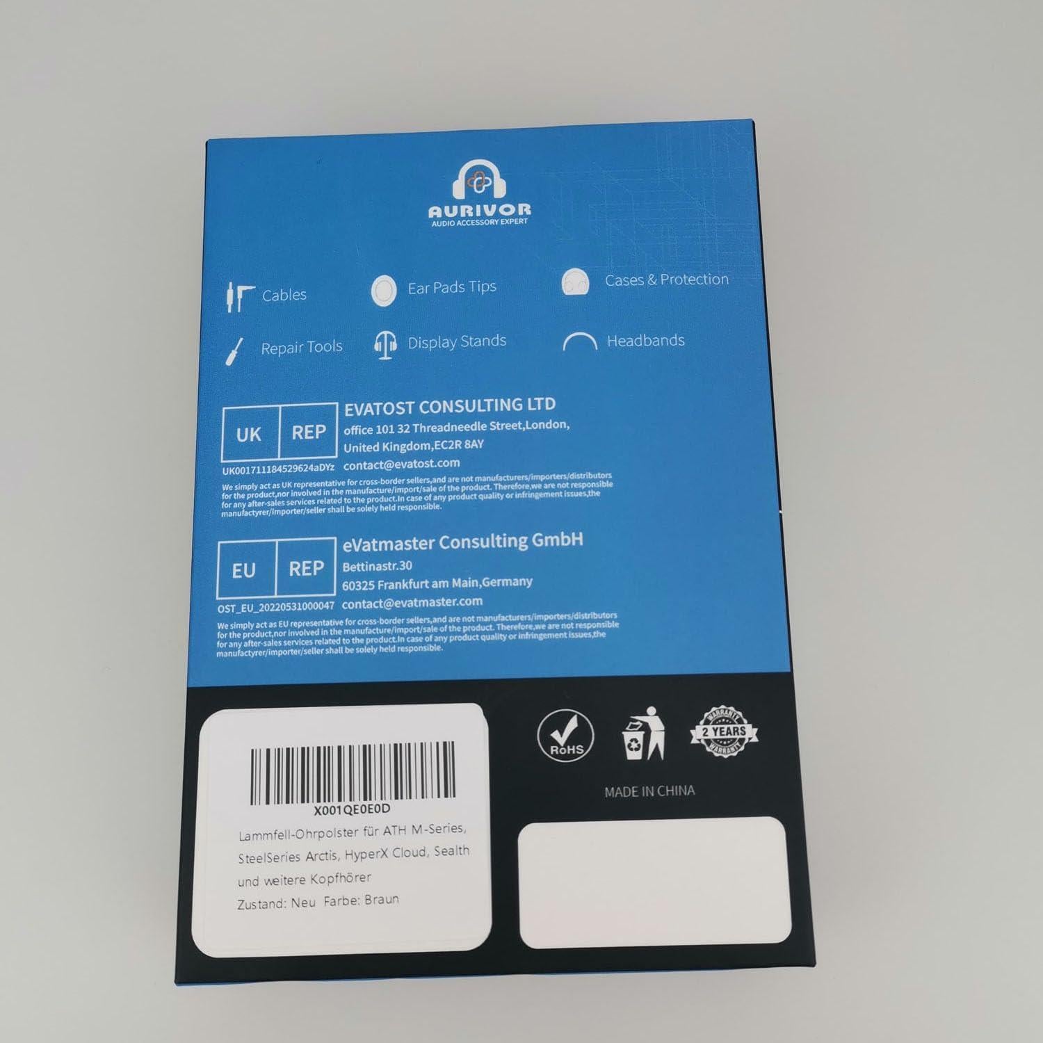 Almohadillas de Cuero Genuino Aurivor para Auriculares ATH M50X M40X