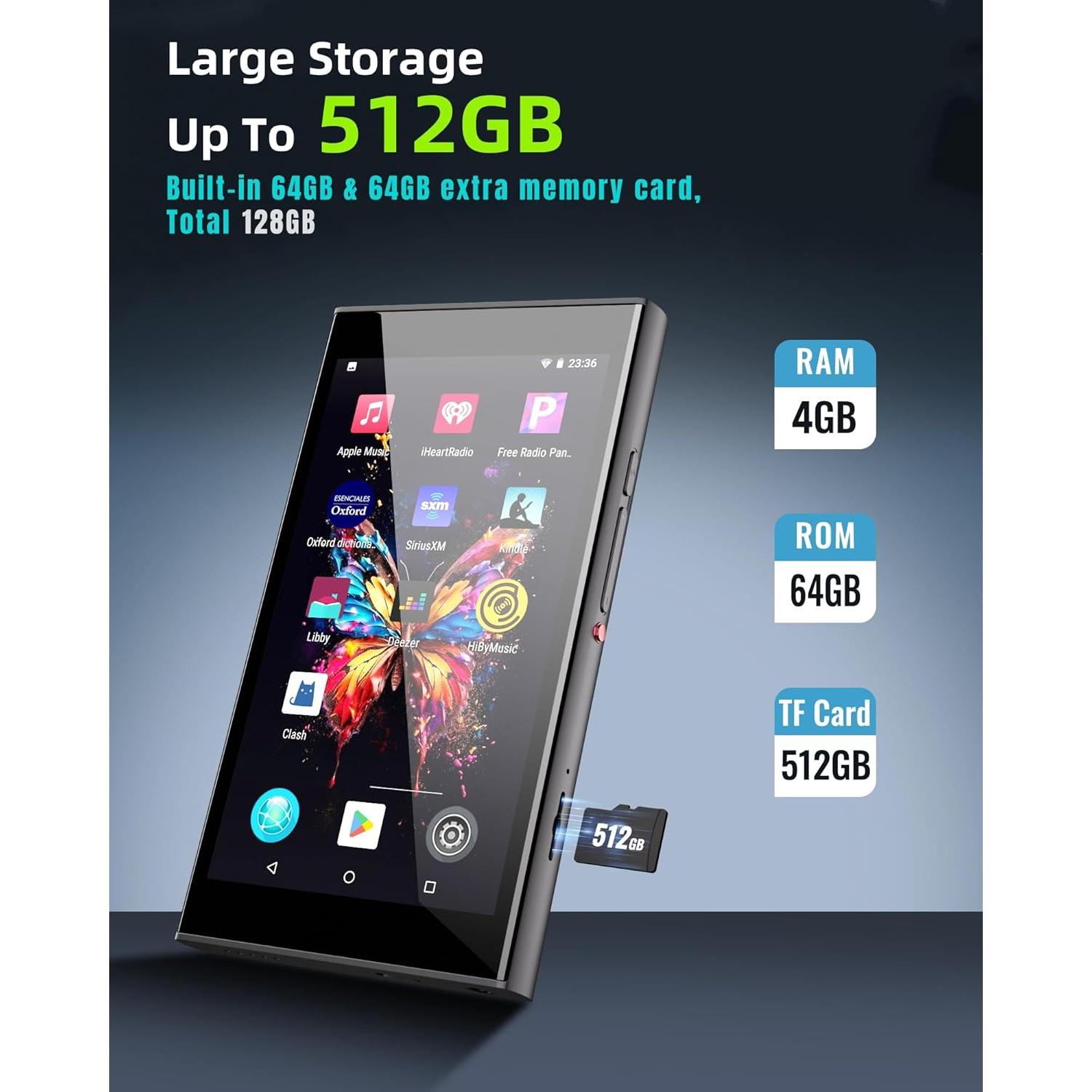 Reproductor MP3 Pecsu G5 128GB Bluetooth WiFi Pantalla 5"