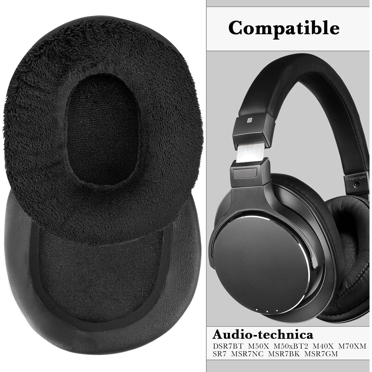 Almohadillas de Reemplazo Linkidea para Auriculares Audio-Technica M50X/M40X/M70X - Extra Gruesas Negro
