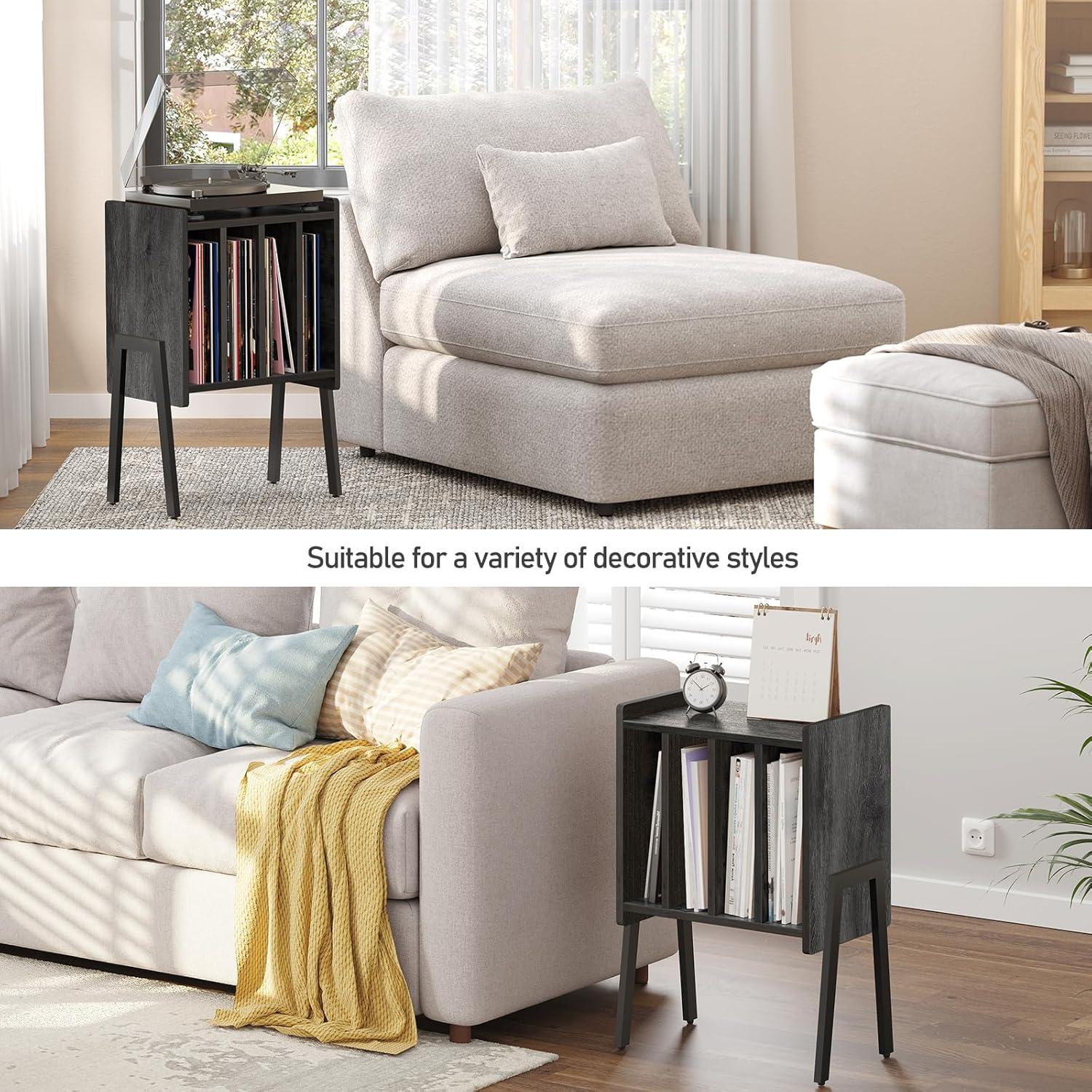 Mesa Lateral TUTOTAK TB01 Gris Carbón con Almacenamiento