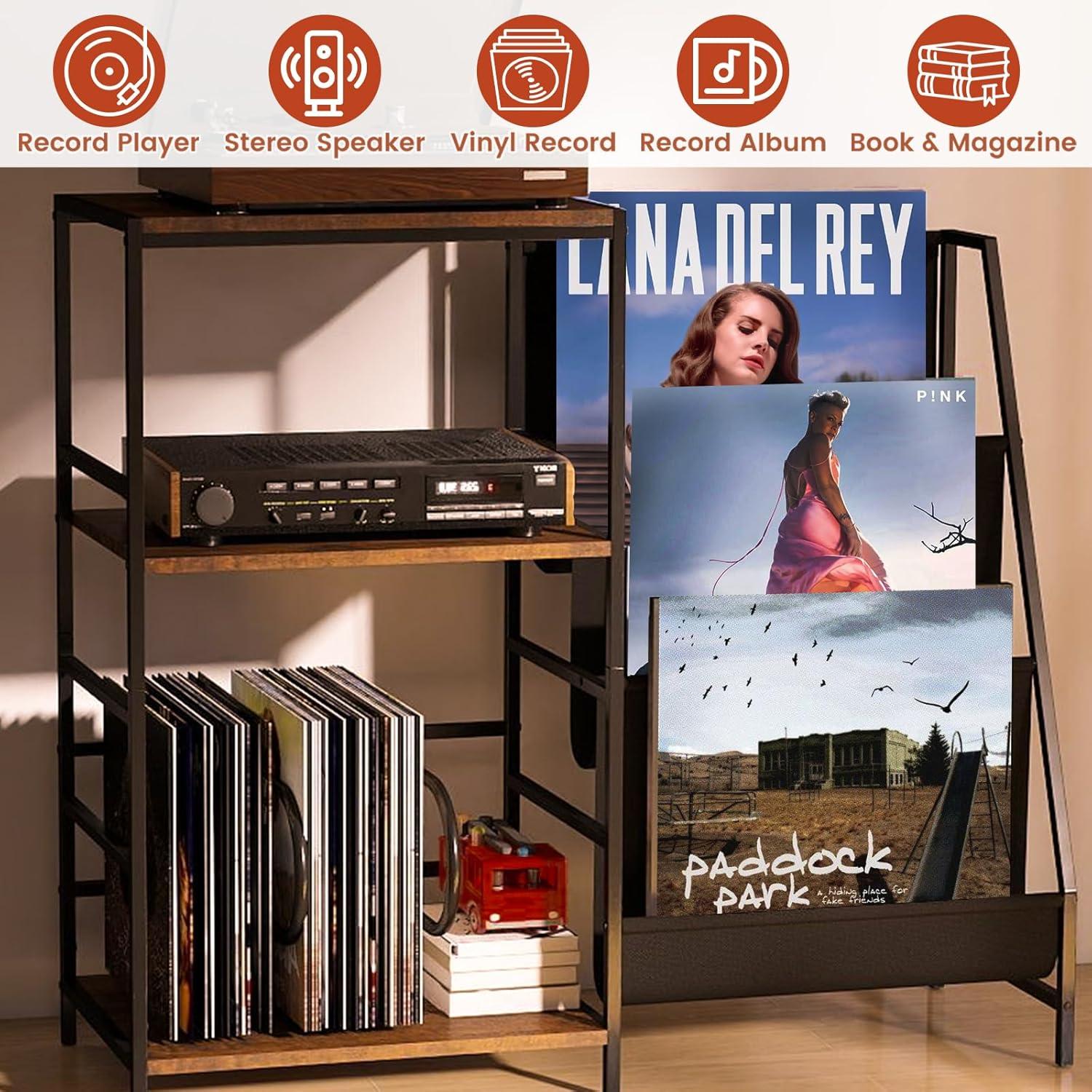 Soporte para Tocadiscos Arbcoler con Almacenamiento para 300 Vinilos