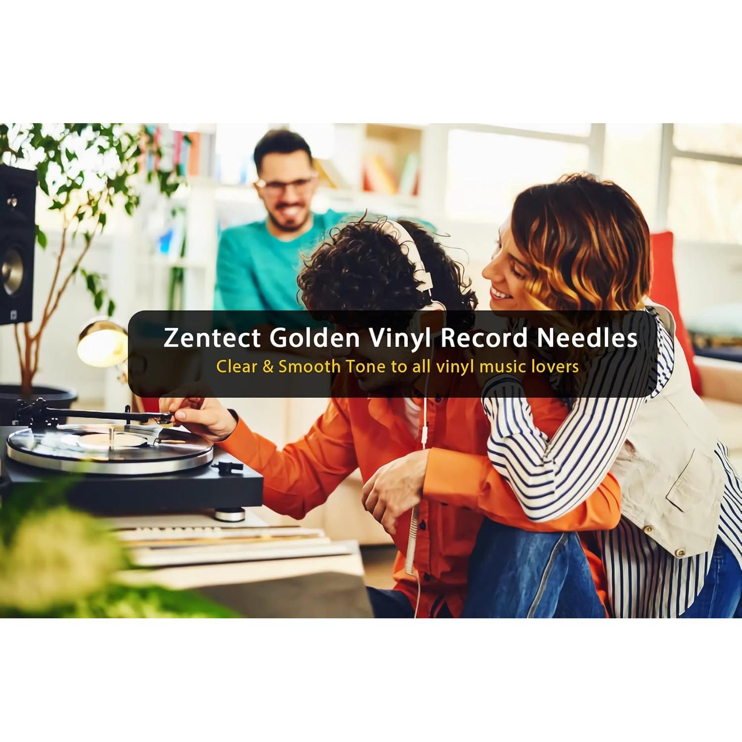 Agujas de Tocadiscos Universales Zentect Doradas - Paquete de 4