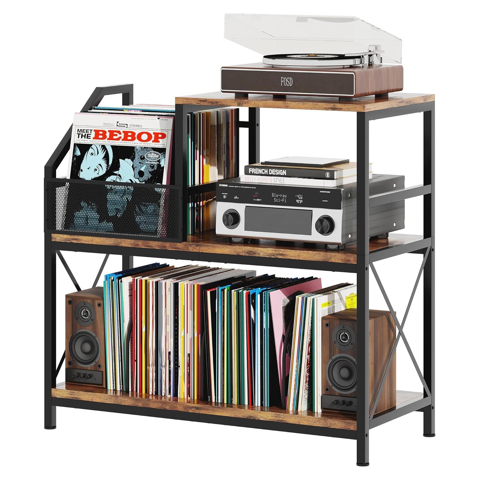 Soporte para Tocadiscos Homeiju con 3 Divisores Ajustables