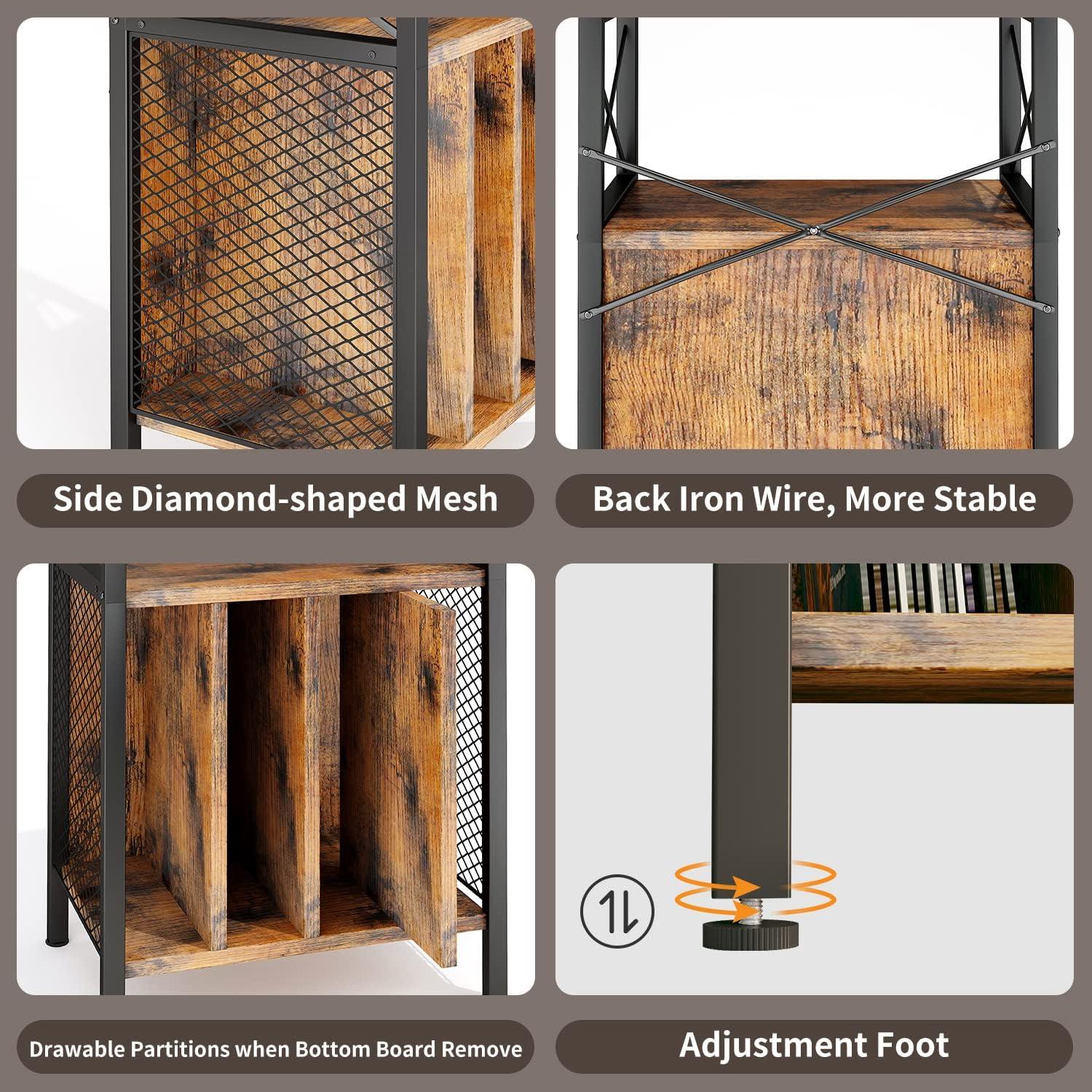 Soporte para Tocadiscos Homeiju 3 Niveles Negro - Almacenamiento 200 Álbumes