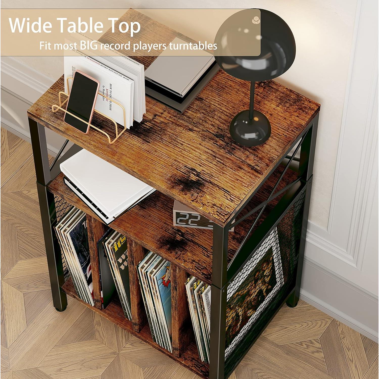 Soporte para Tocadiscos Homeiju 3 Niveles Negro - Almacenamiento 200 Álbumes