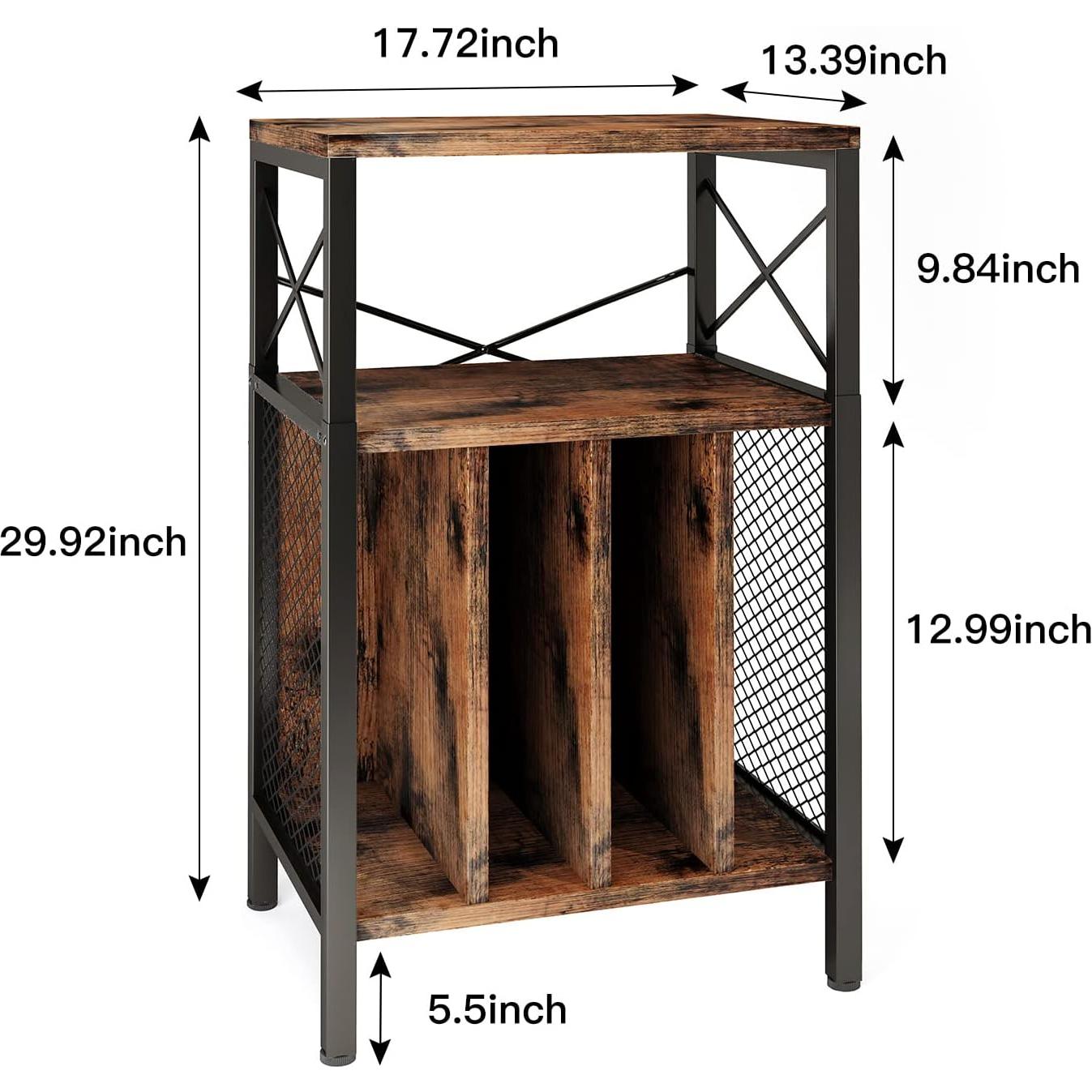 Soporte para Tocadiscos Homeiju 3 Niveles Negro - Almacenamiento 200 Álbumes