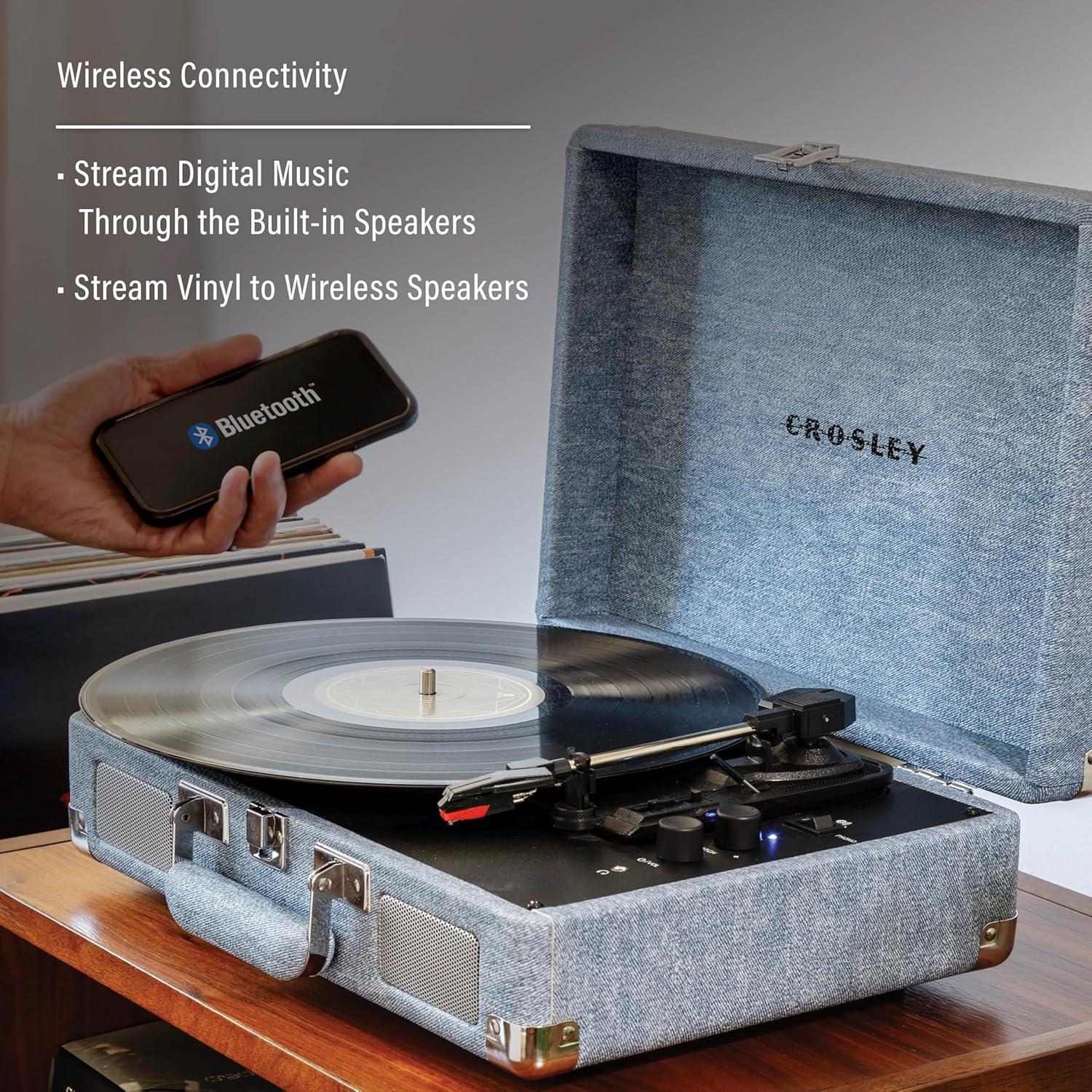 Tocadiscos Bluetooth Crosley CR8005F-WD Vintage 3 Velocidades