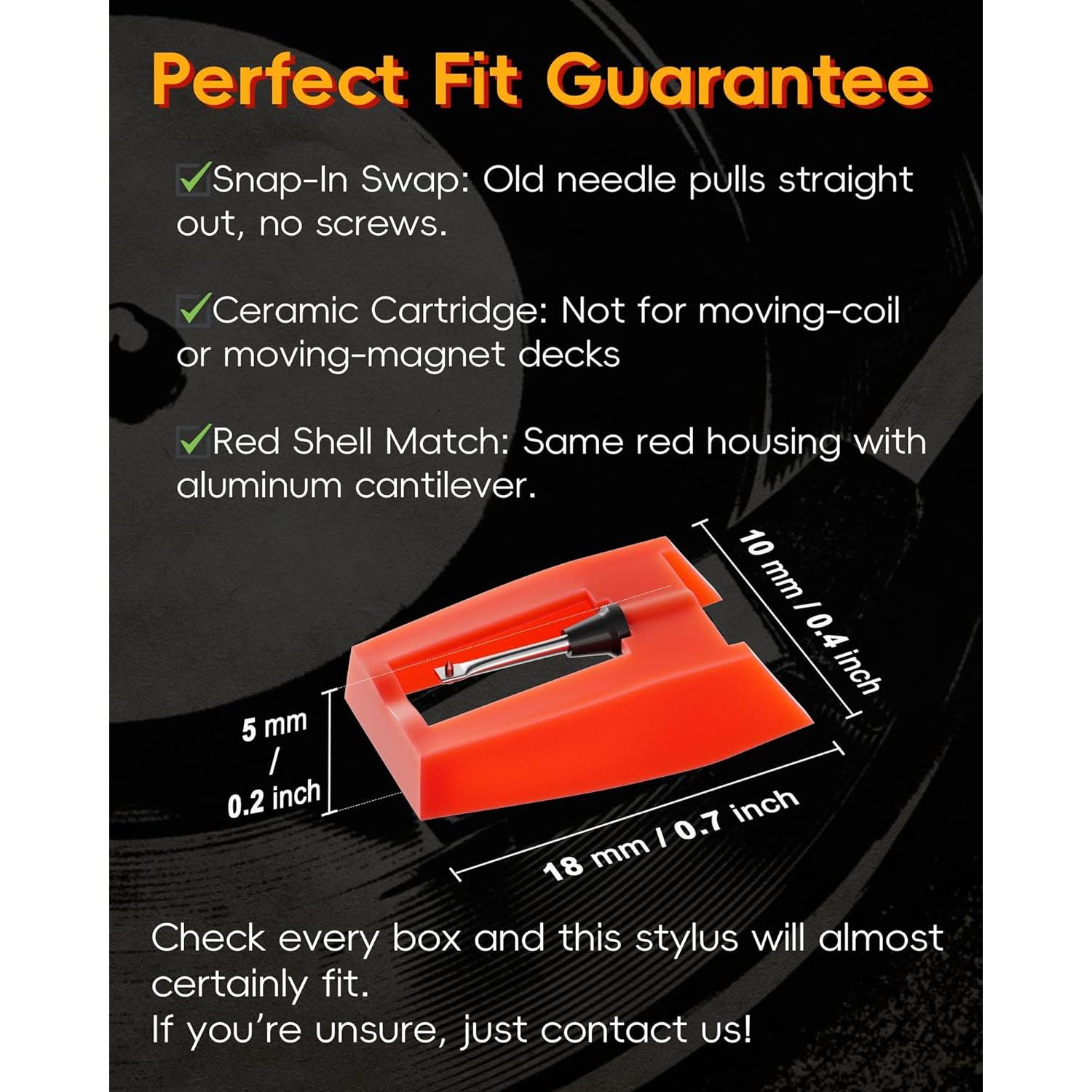 Paquete de 4 Agujas de Repuesto para Tocadiscos Rubí